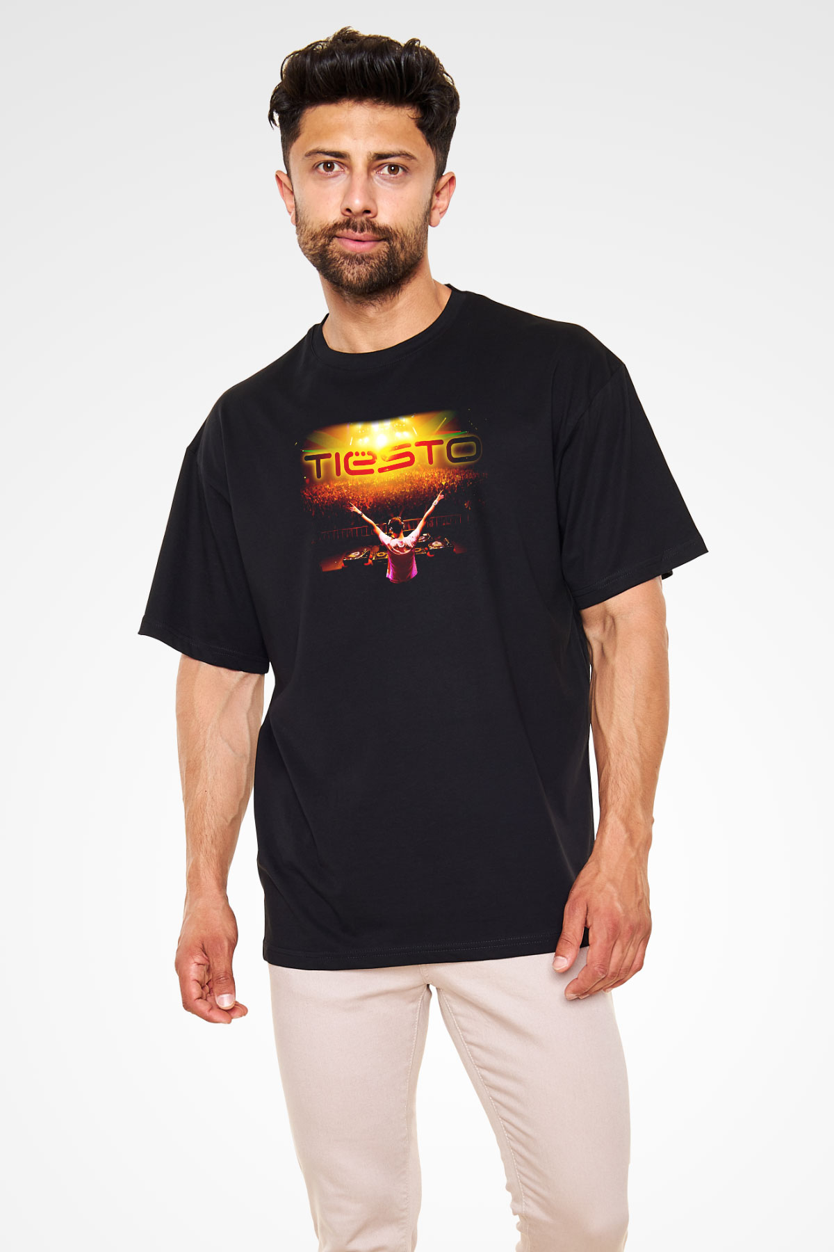 Tiesto Siyah Unisex Oversize Tişört T-Shirt