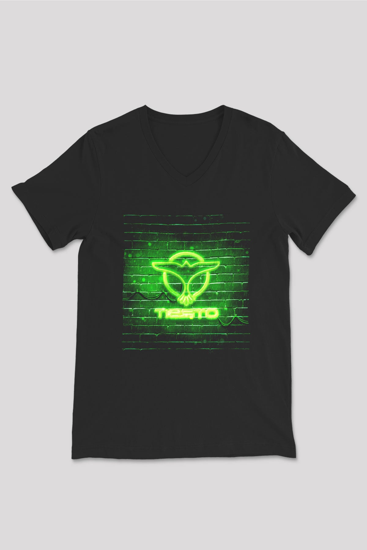 Tiesto Siyah Unisex V Yaka Tişört