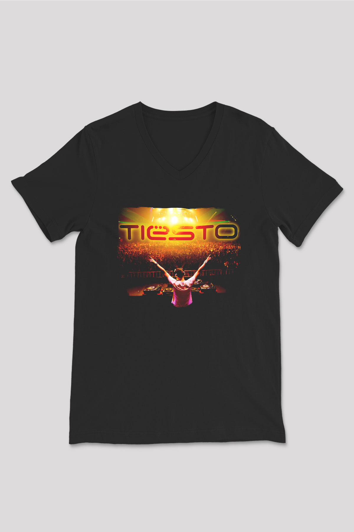Tiesto Siyah Unisex V Yaka Tişört