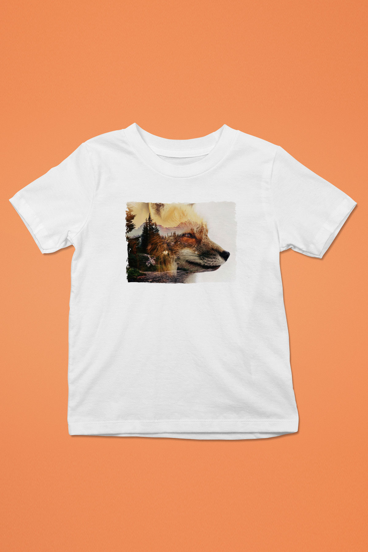 Tilki Baskılı Unisex Beyaz  Çocuk Tişört