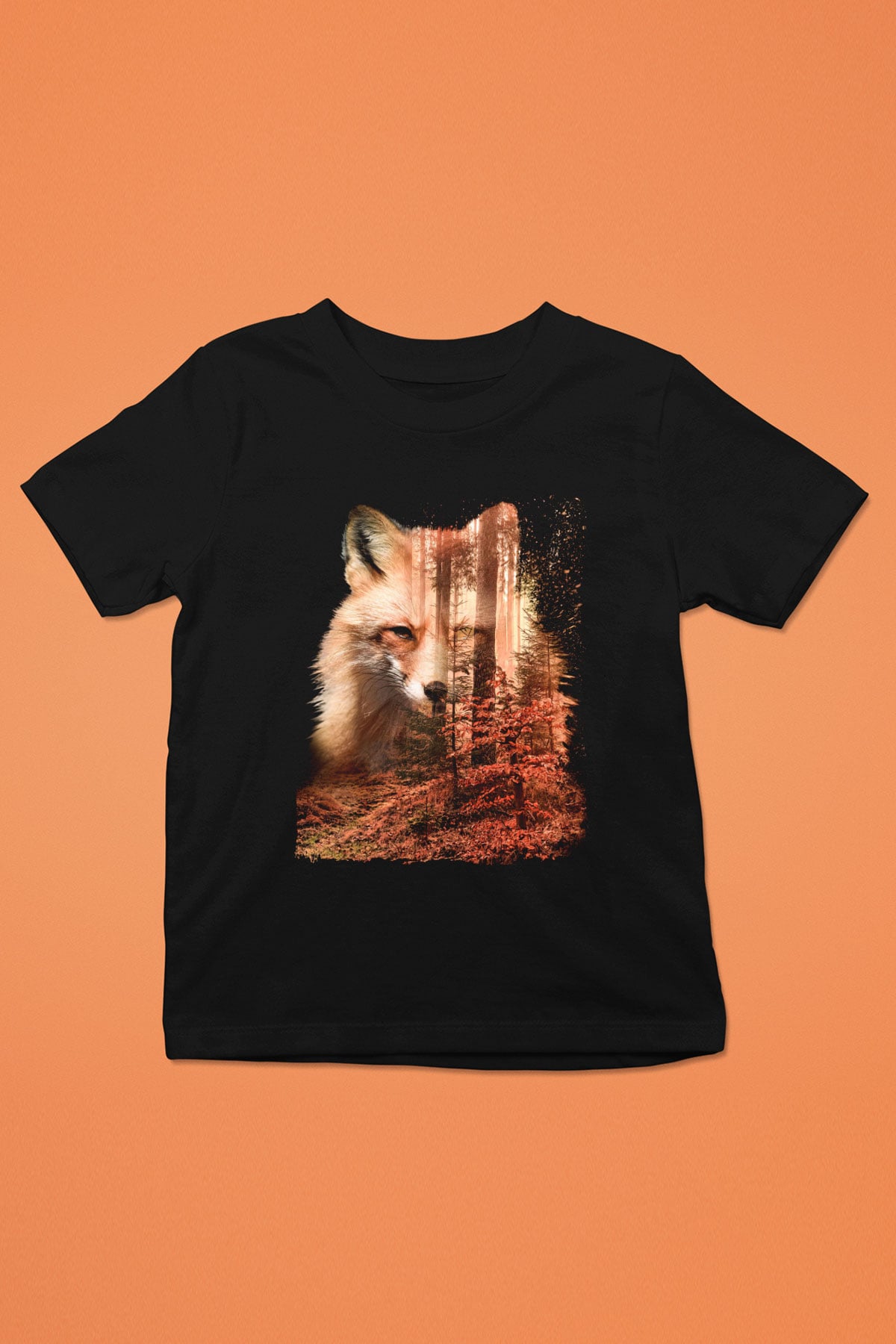 Tilki Siyah Unisex Çocuk Tişört