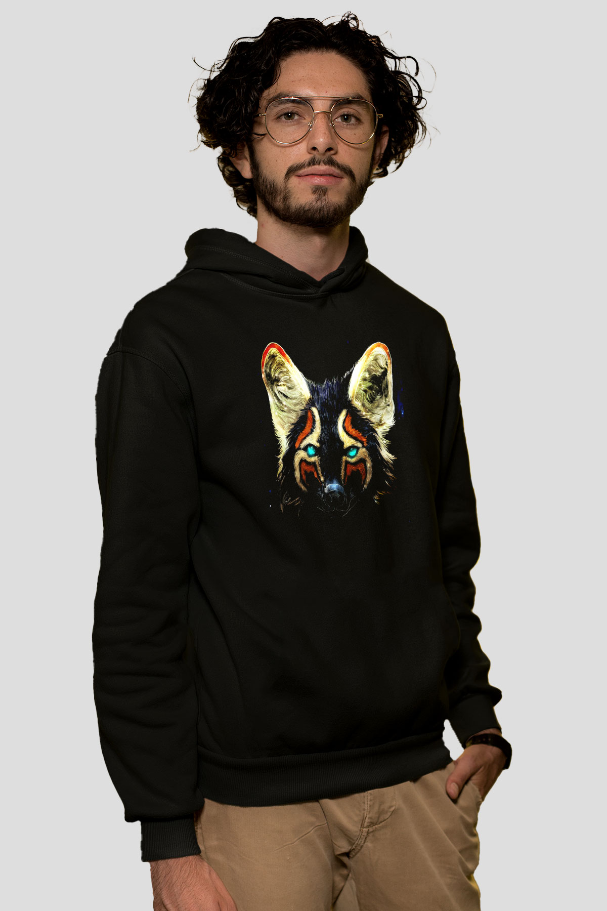 Tilki Siyah Unisex Hoodie