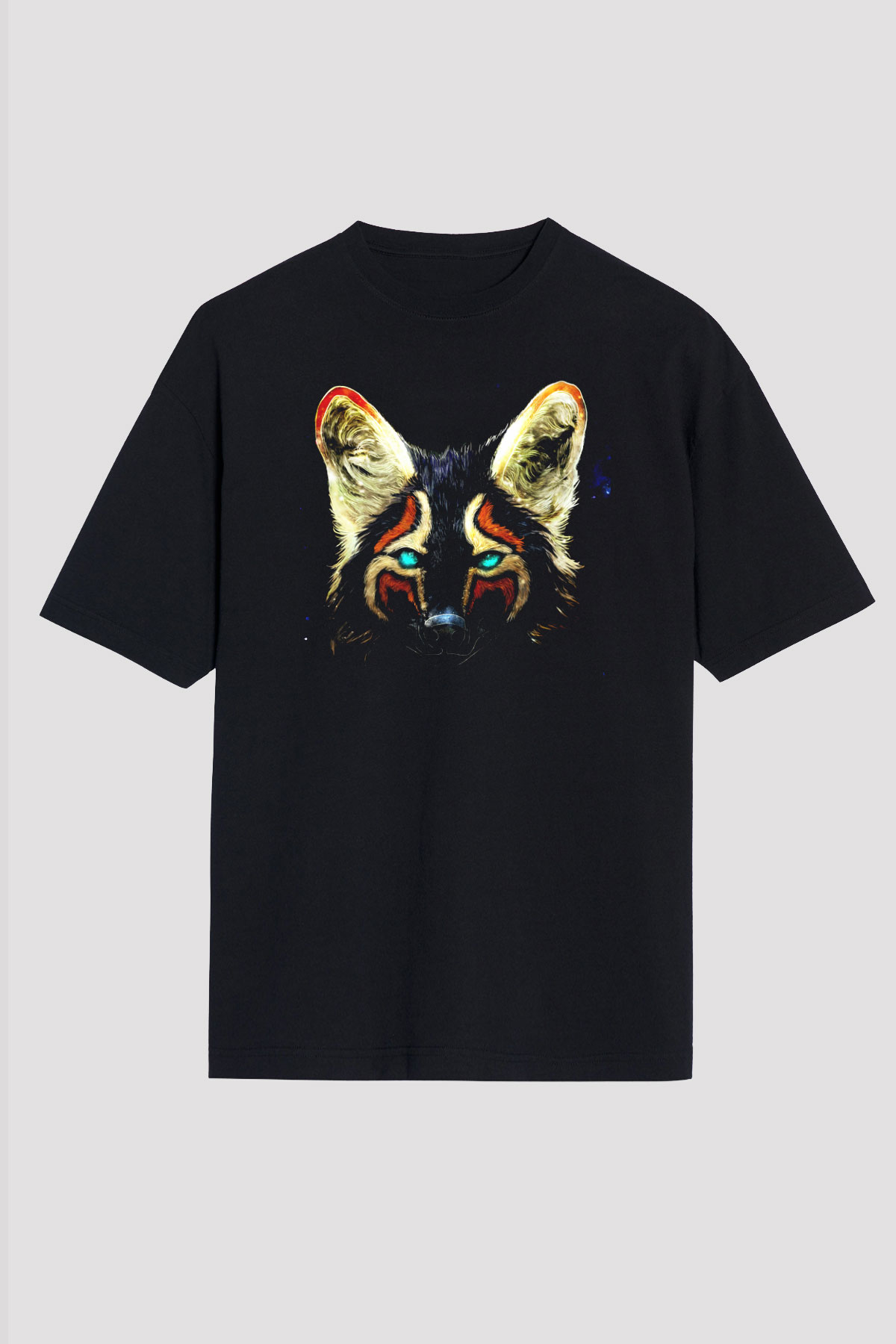 Tilki Siyah Unisex Oversize Tişört T-Shirt