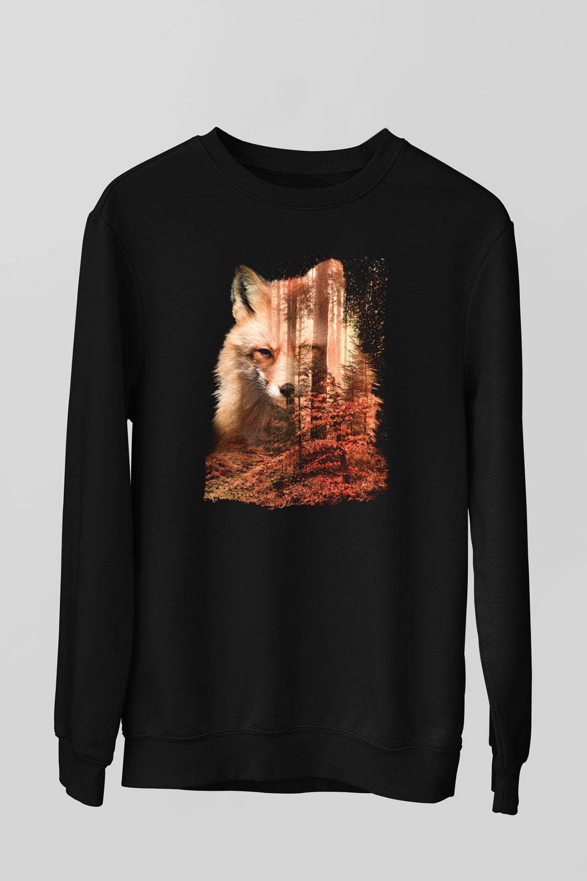 Tilki Siyah Unisex Sweatshirt