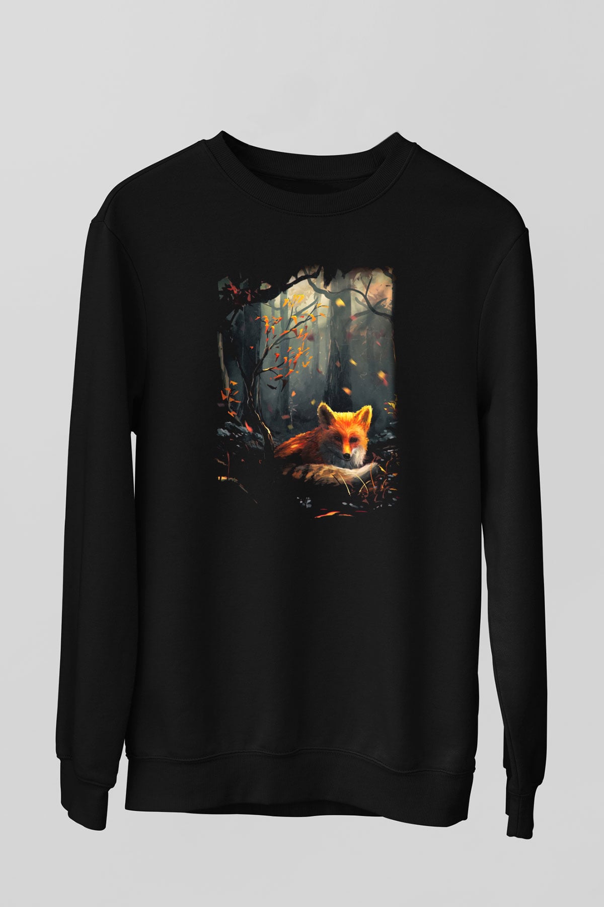 Tilki Siyah Unisex Sweatshirt