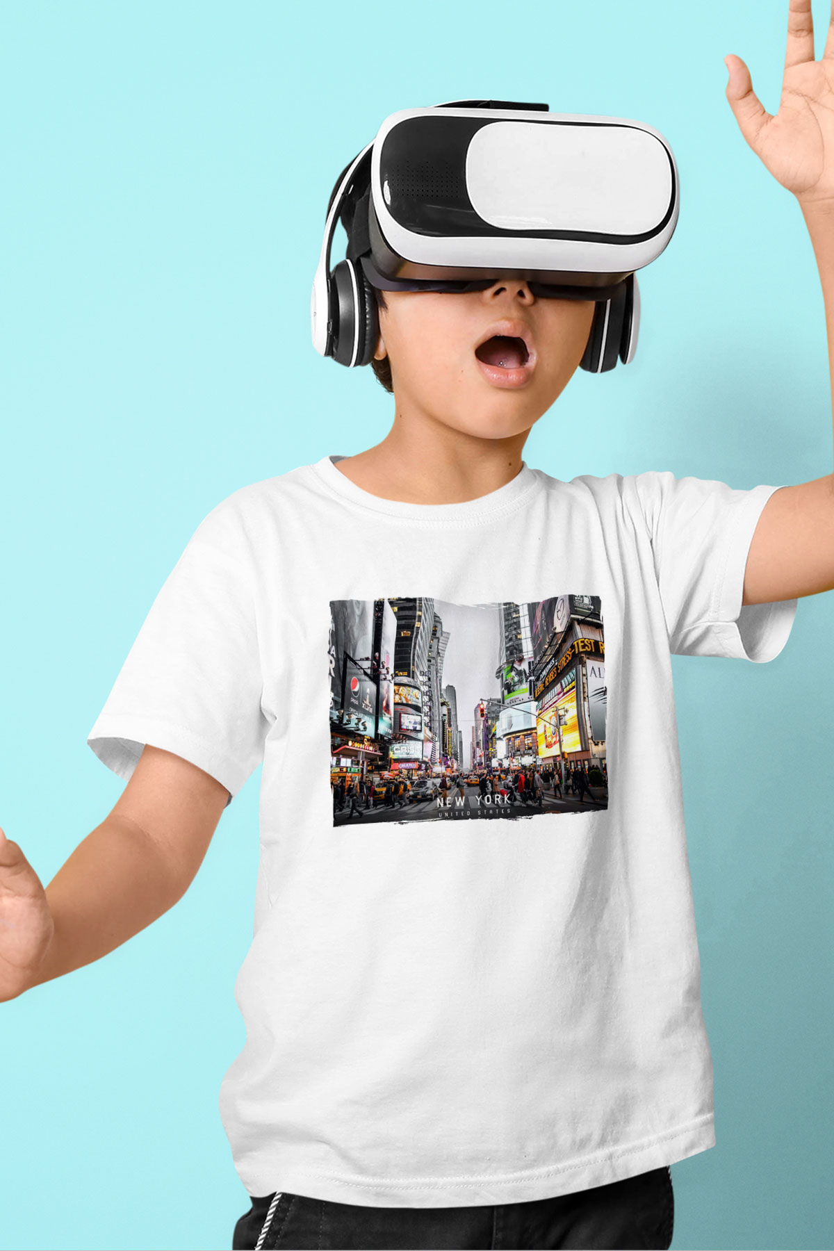 Times Square Beyaz Unisex Çocuk Tişört