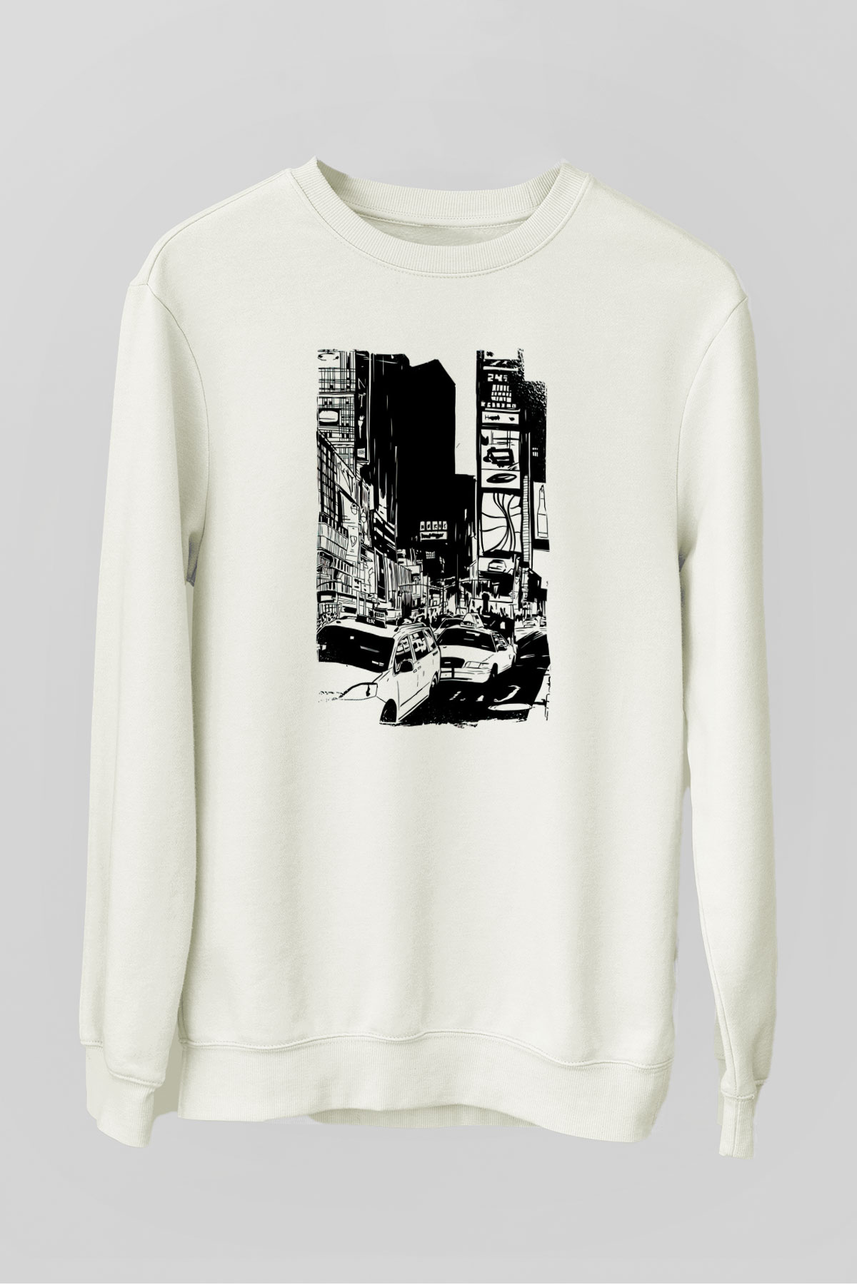 Times Square Beyaz Unisex Sweatshirt