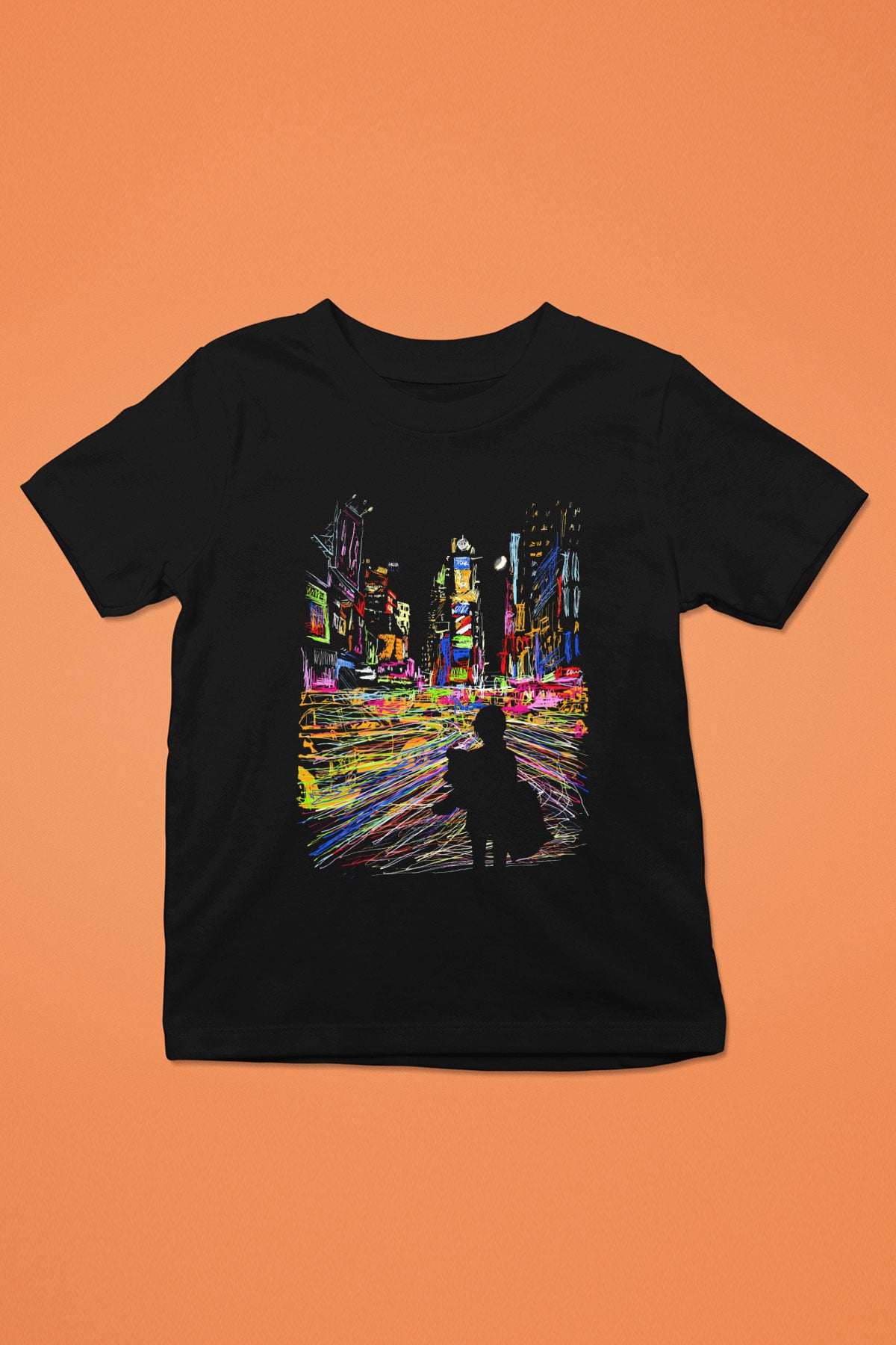 Times Square Siyah Unisex Çocuk Tişört