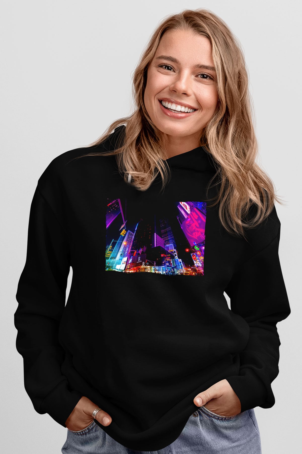 Times Square Siyah Unisex Hoodie
