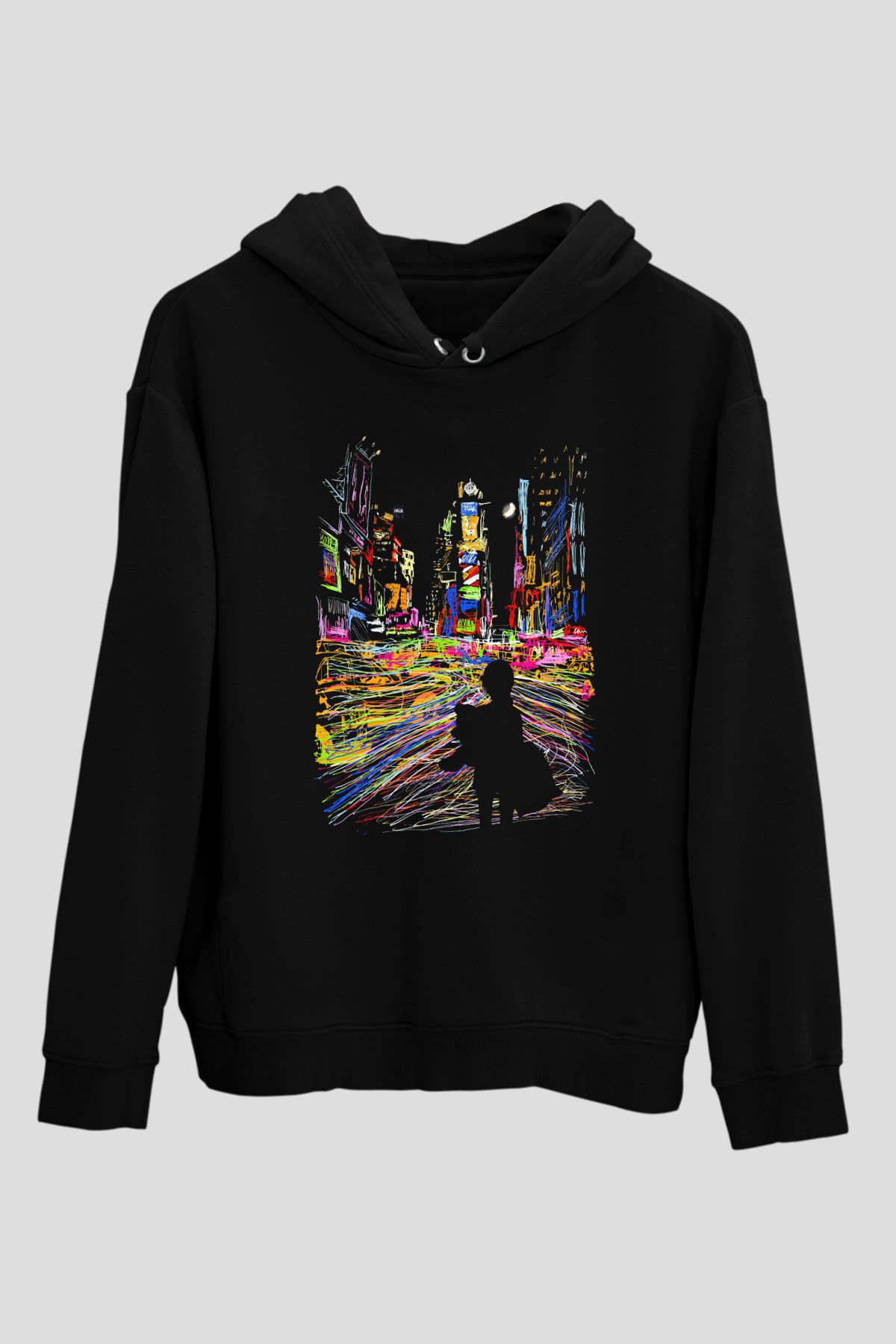 Times Square Siyah Unisex Hoodie
