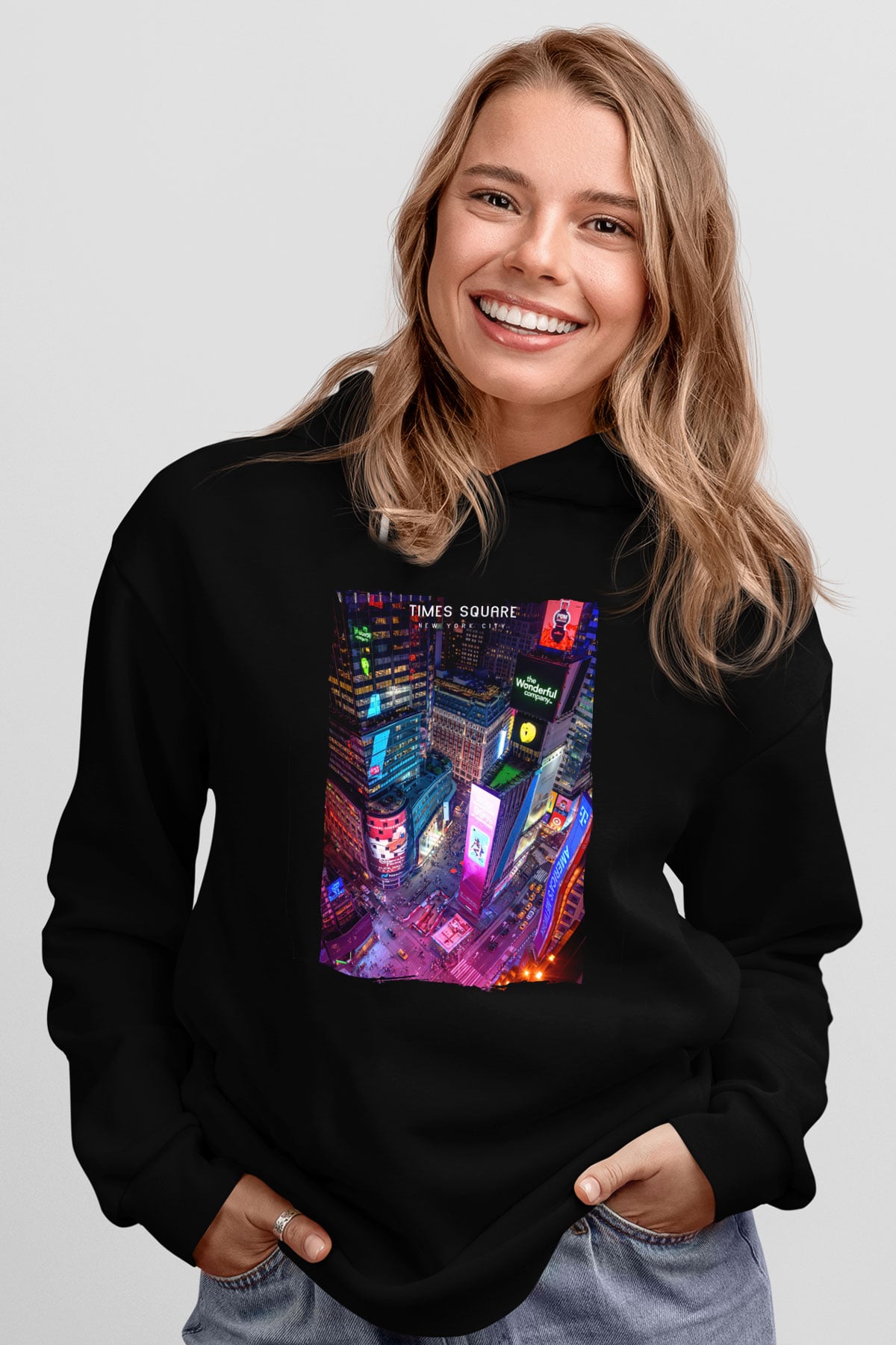 Times Square Siyah Unisex Hoodie
