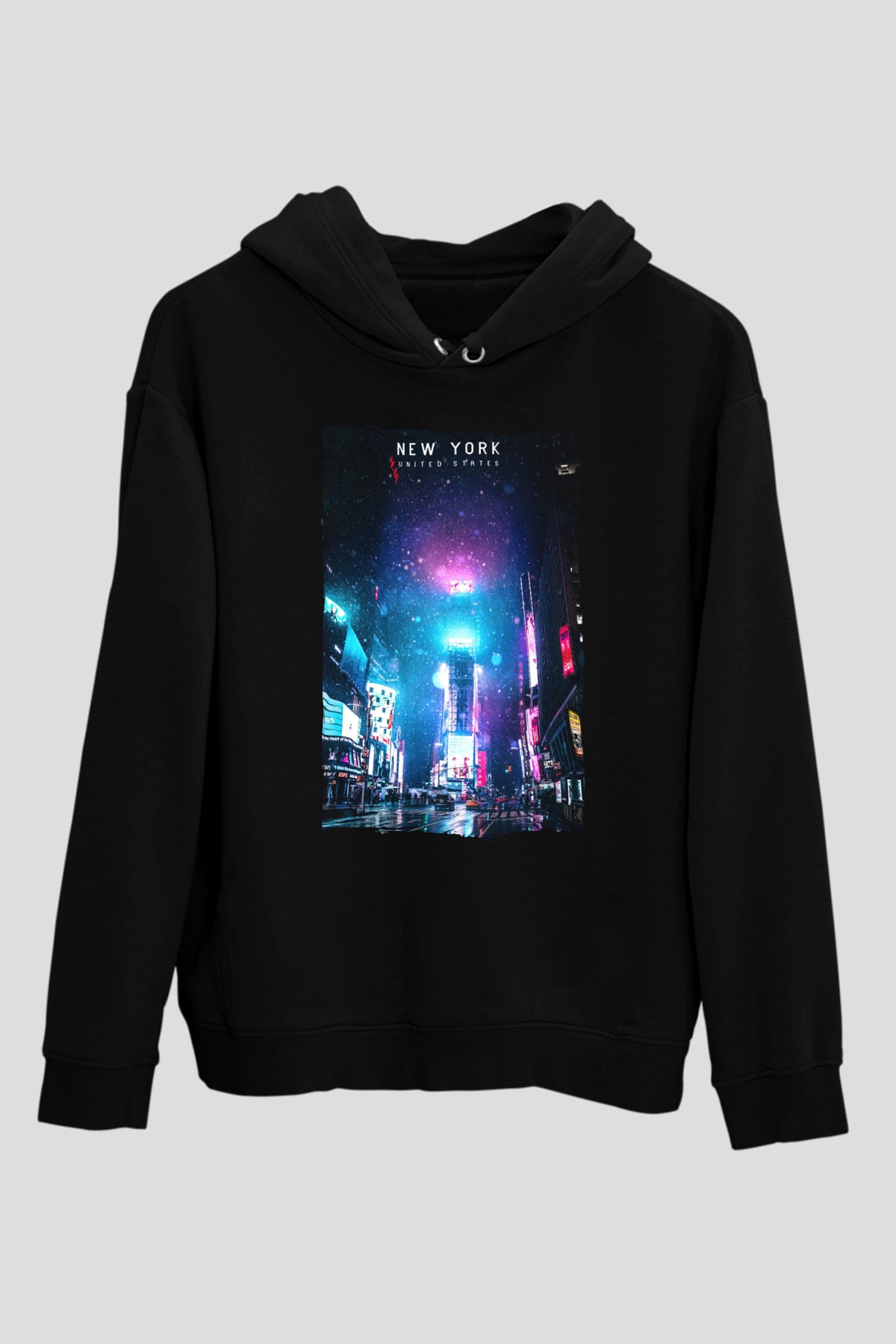 Times Square Siyah Unisex Hoodie