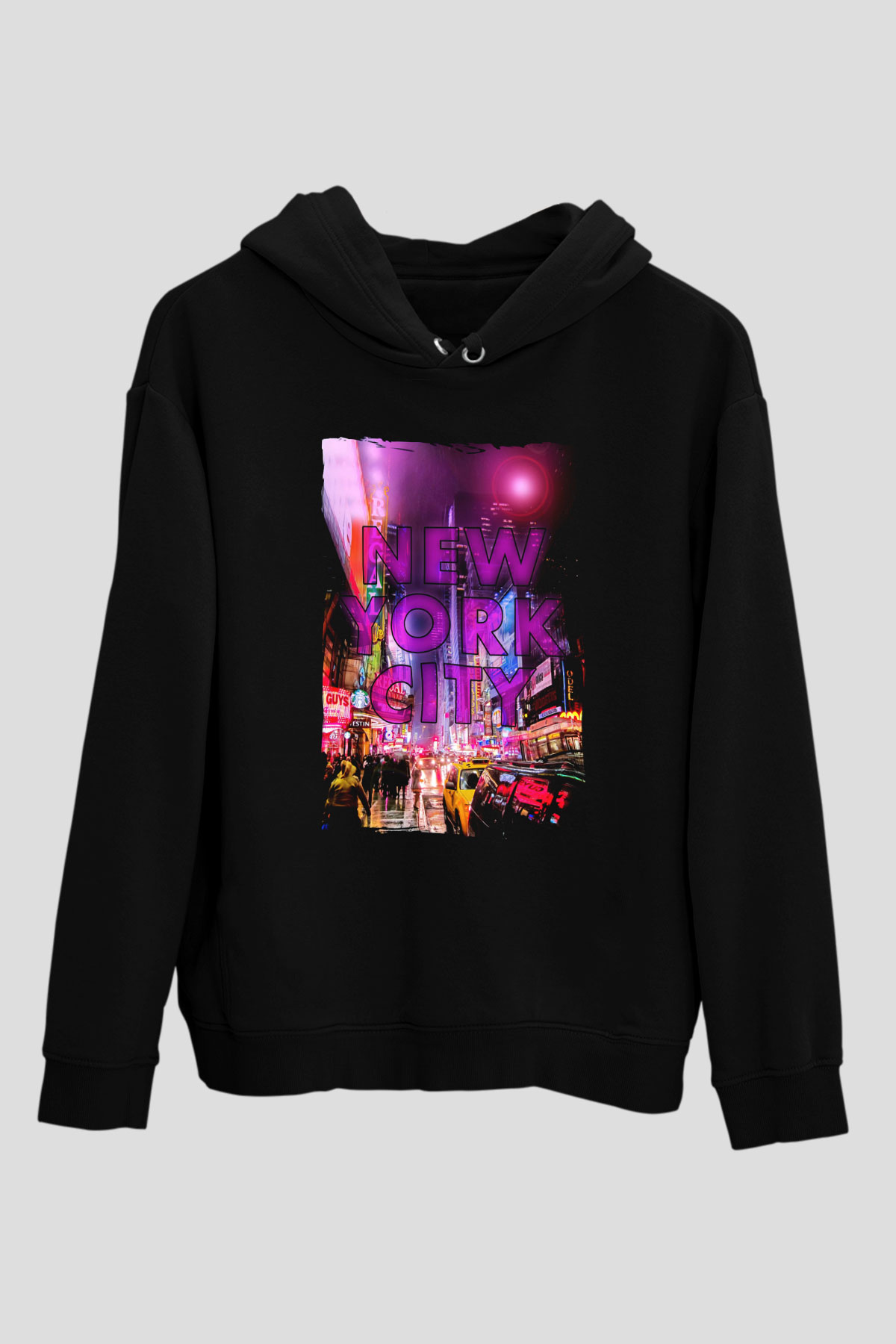 Times Square Siyah Unisex Hoodie