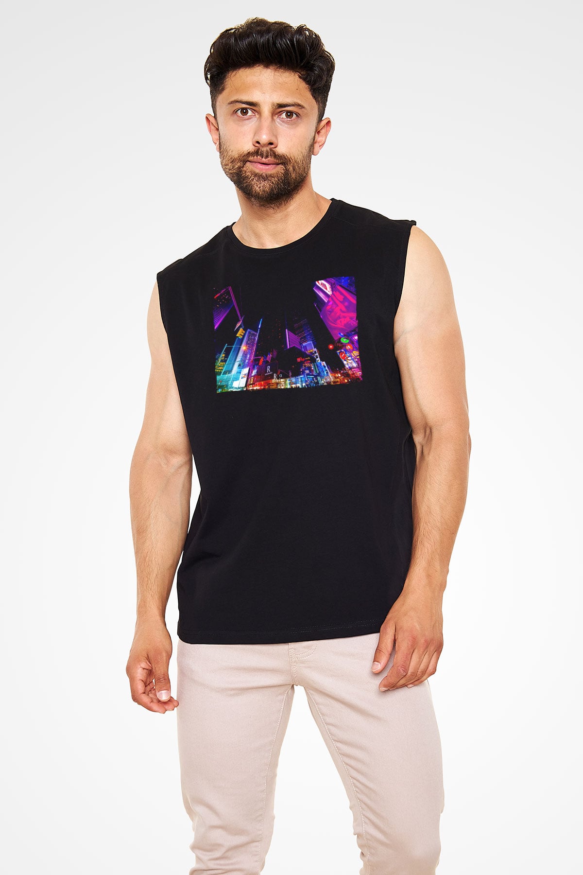 Times Square Siyah Unisex Kolsuz Tişört