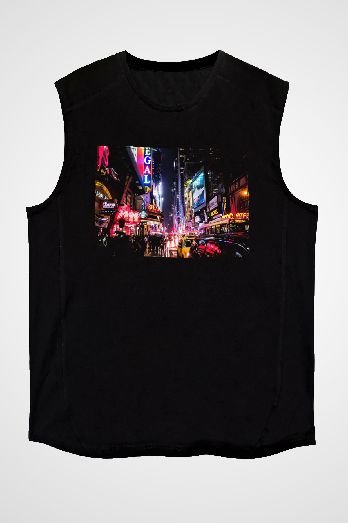 Times Square Siyah Unisex Kolsuz Tişört