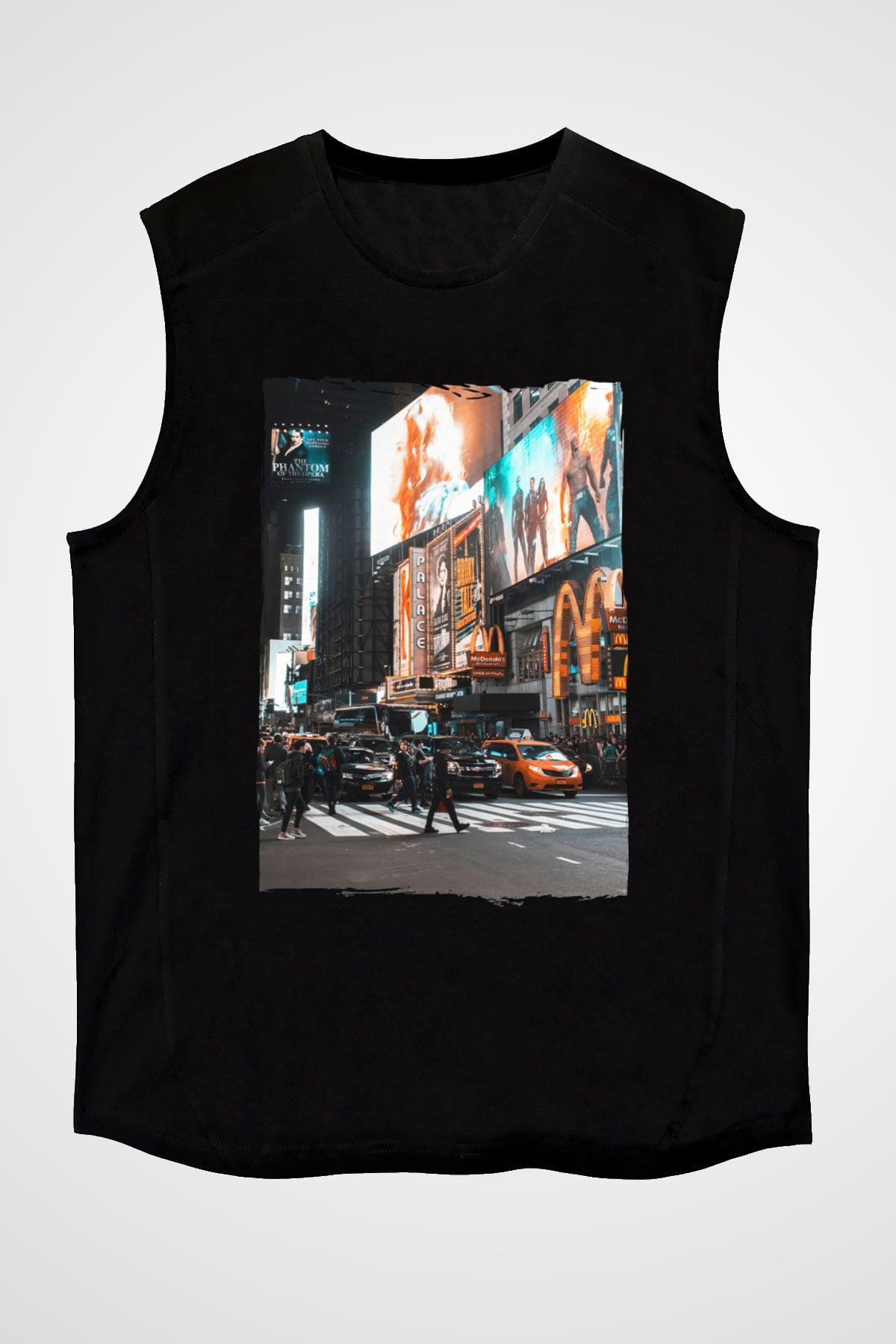 Times Square Siyah Unisex Kolsuz Tişört