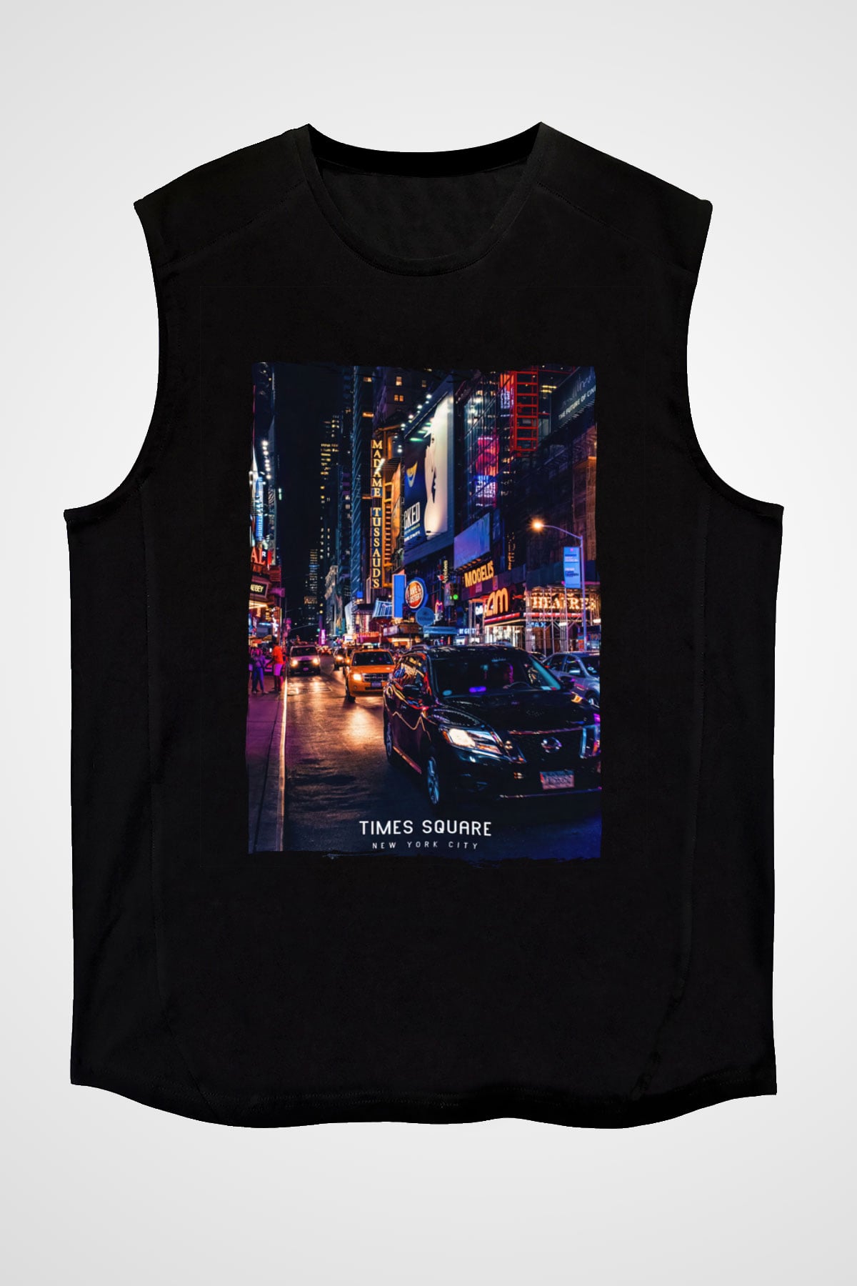 Times Square Siyah Unisex Kolsuz Tişört
