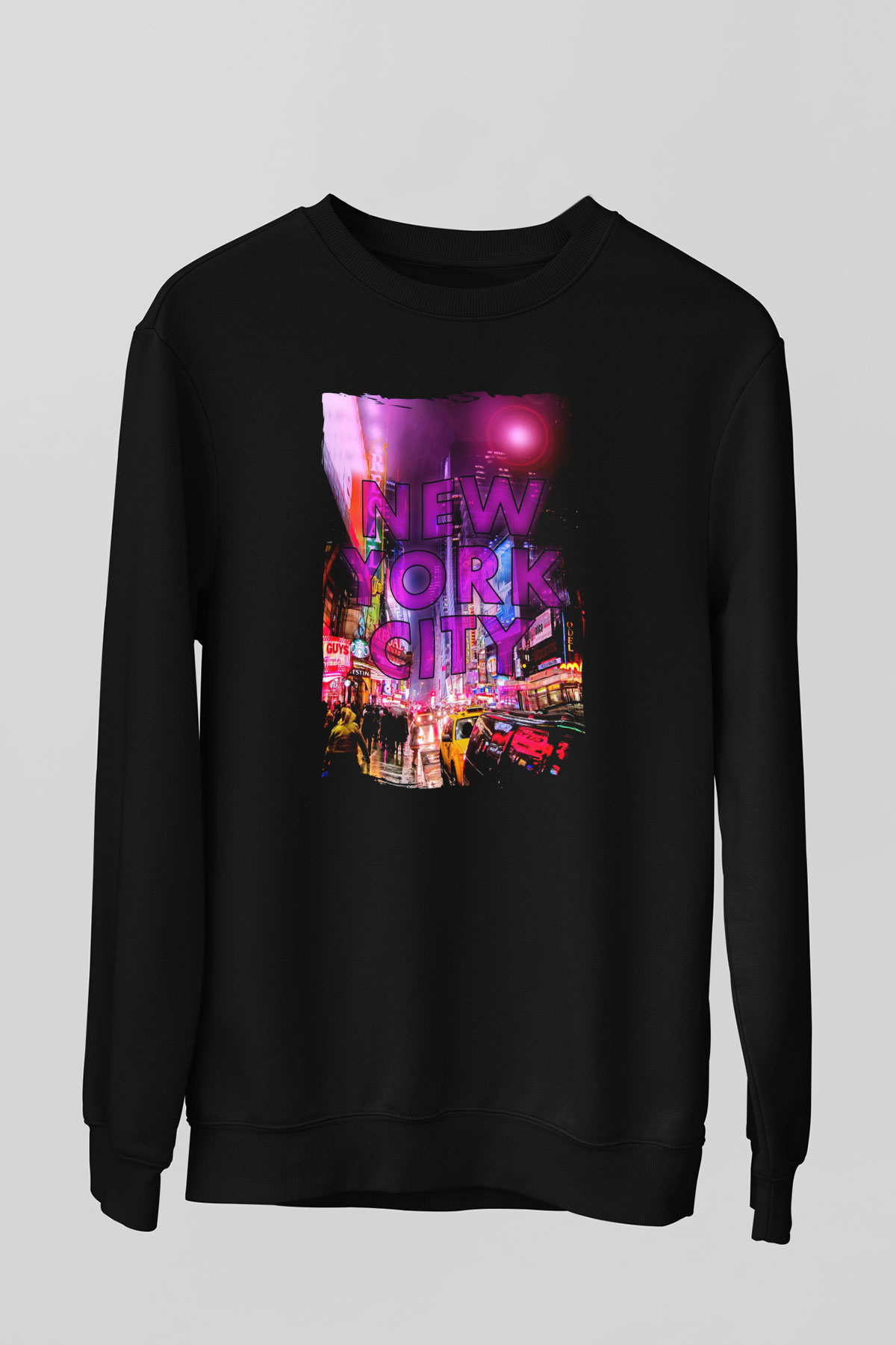 Times Square Siyah Unisex Sweatshirt
