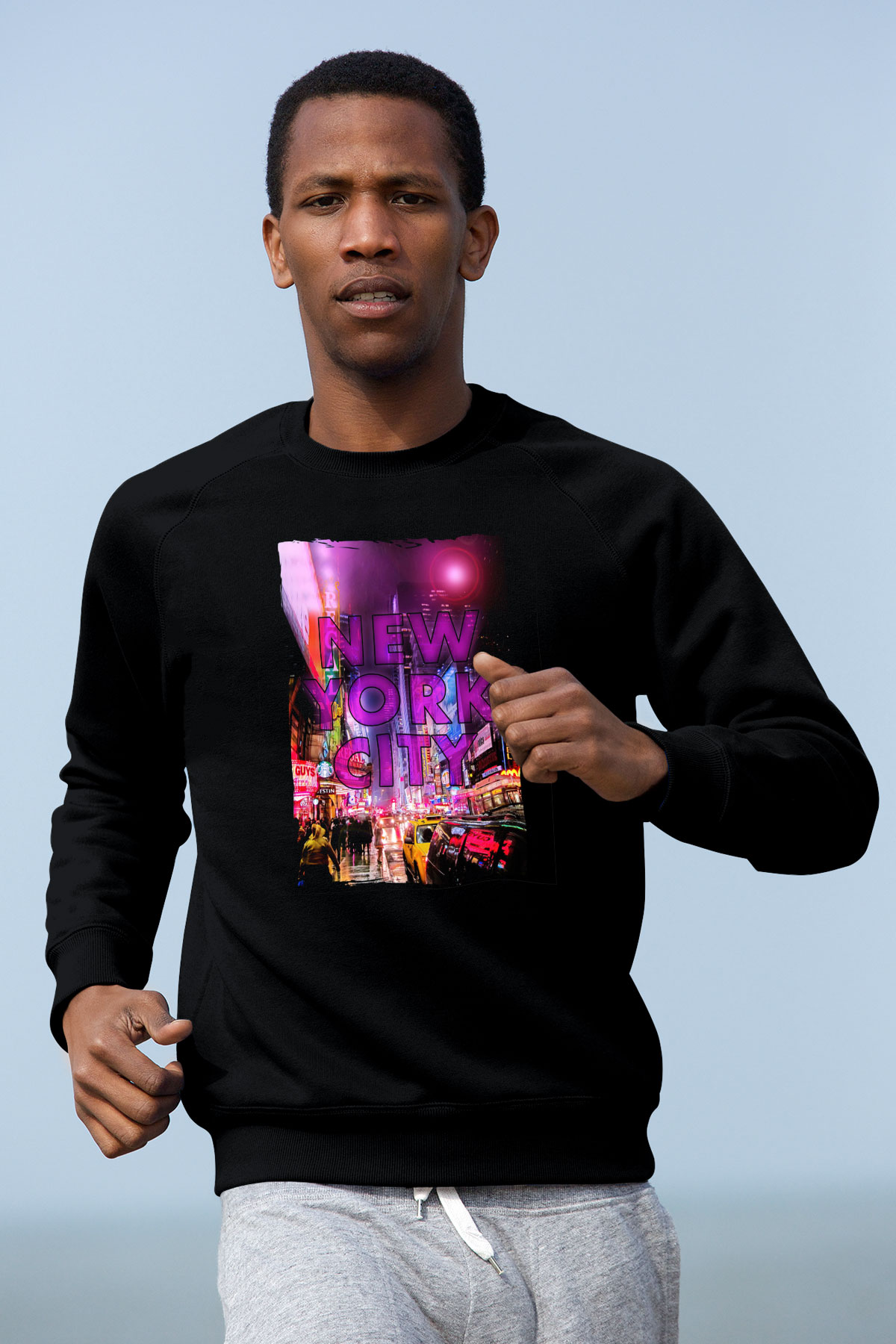 Times Square Siyah Unisex Sweatshirt