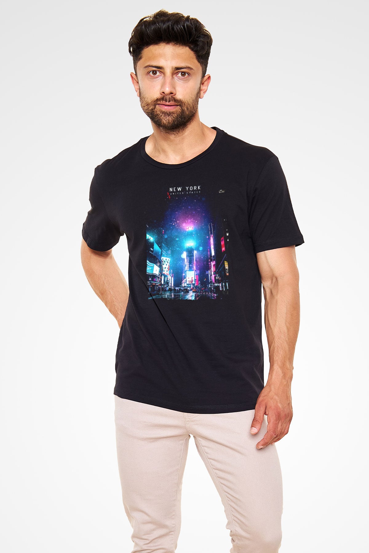 Times Square Siyah Unisex Tişört T-Shirt - TişörtFabrikası