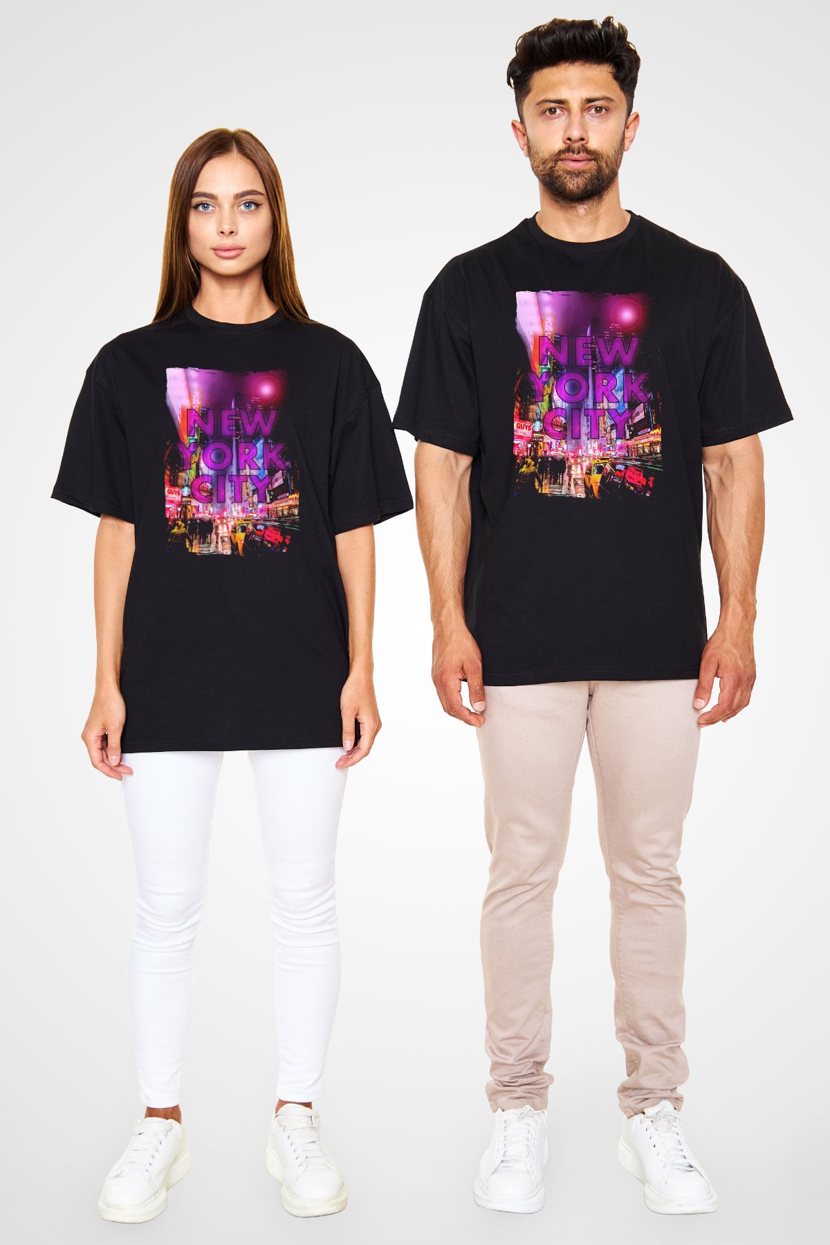 Times Square Siyah Oversize Tişört Oversize T-shirt - TişörtFabrikası