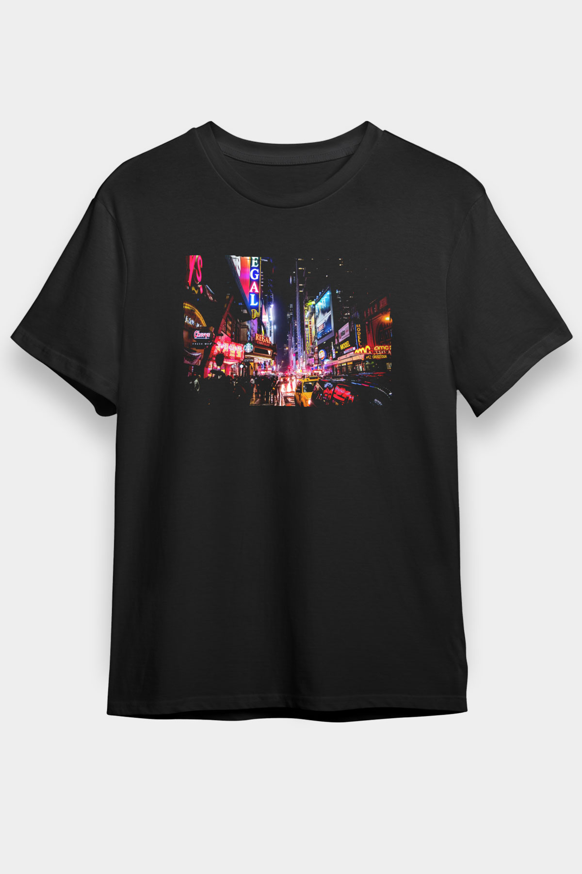 Times Square Siyah Unisex Tişört T-Shirt - TişörtFabrikası