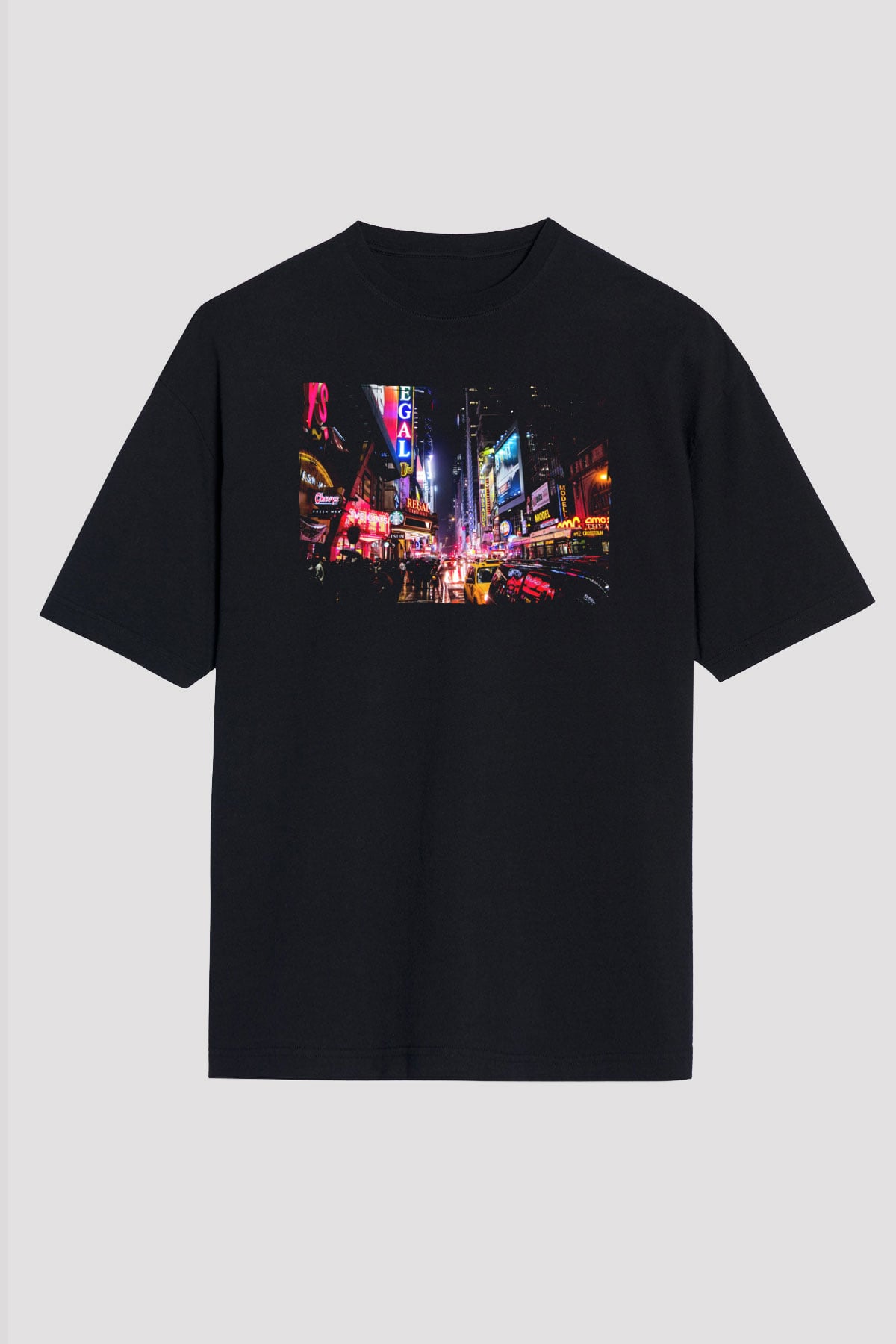 Times Square Siyah Oversize Tişört Oversize T-shirt - TişörtFabrikası