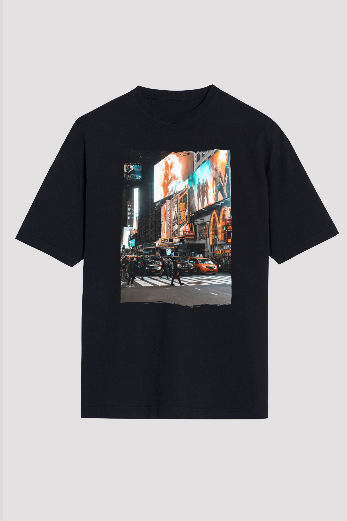 Times Square Siyah Oversize Tişört Oversize T-shirt - TişörtFabrikası