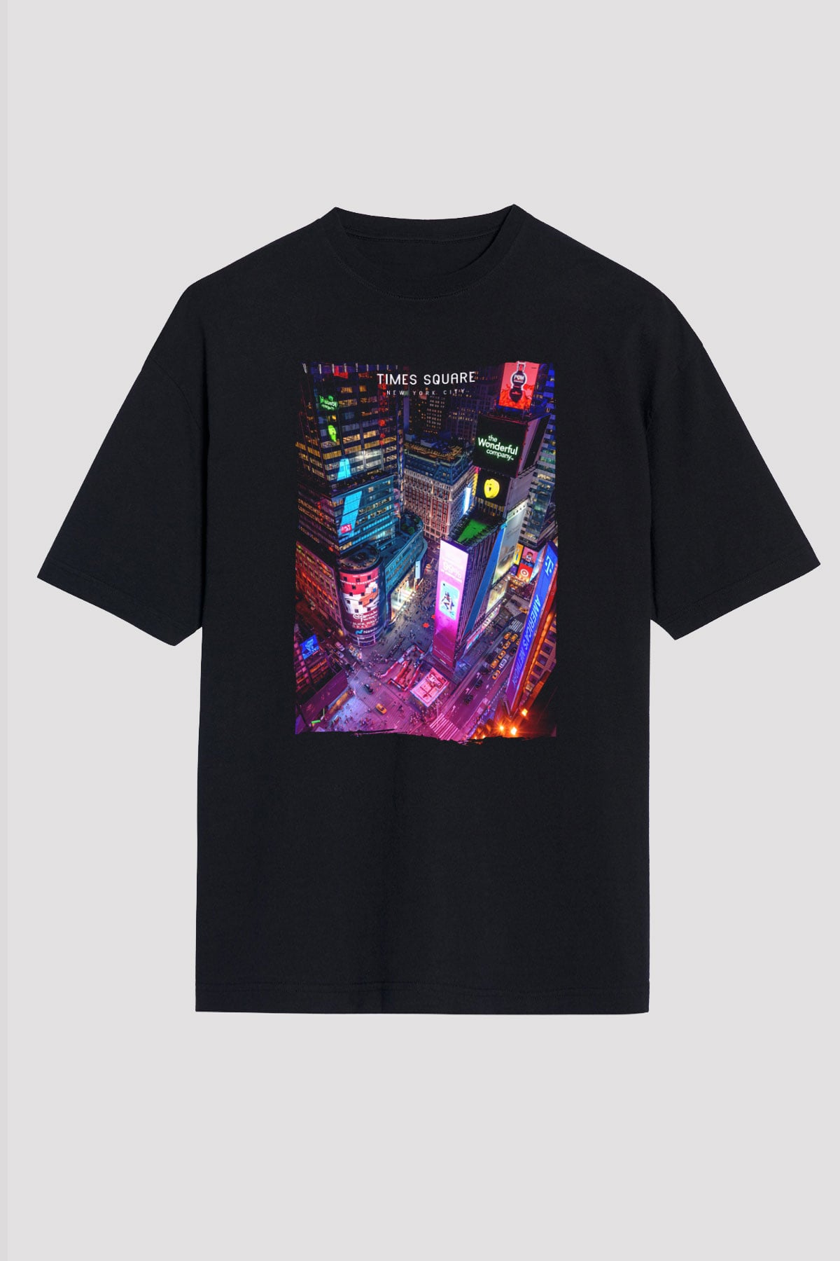 Times Square Siyah Oversize Tişört Oversize T-shirt - TişörtFabrikası