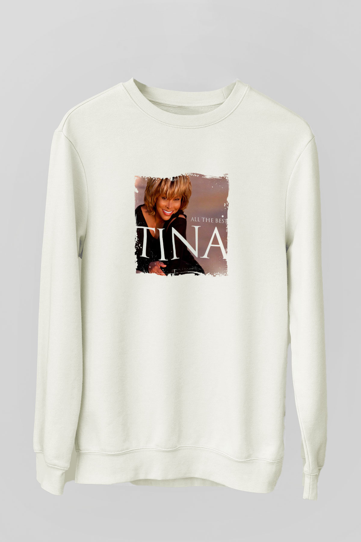 Tine Turner Baskılı Unisex Beyaz Sweatshirt