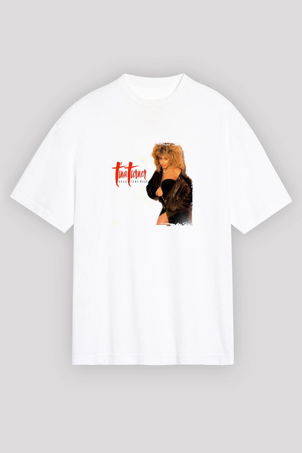 Tine Turner Baskılı Oversize Beyaz Tişört