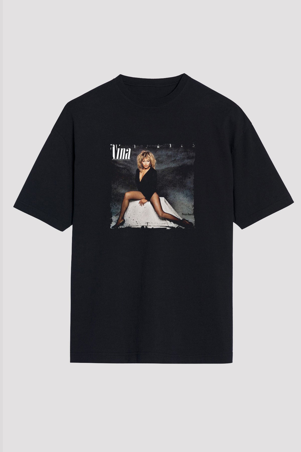 Tine Turner Baskılı Unisex Oversize Siyah Tişört