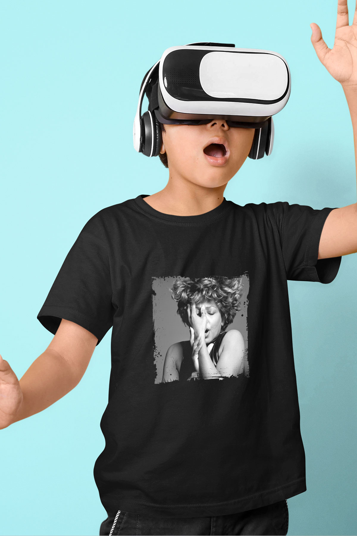 Tine Turner Baskılı Unisex Siyah Çocuk Tişört