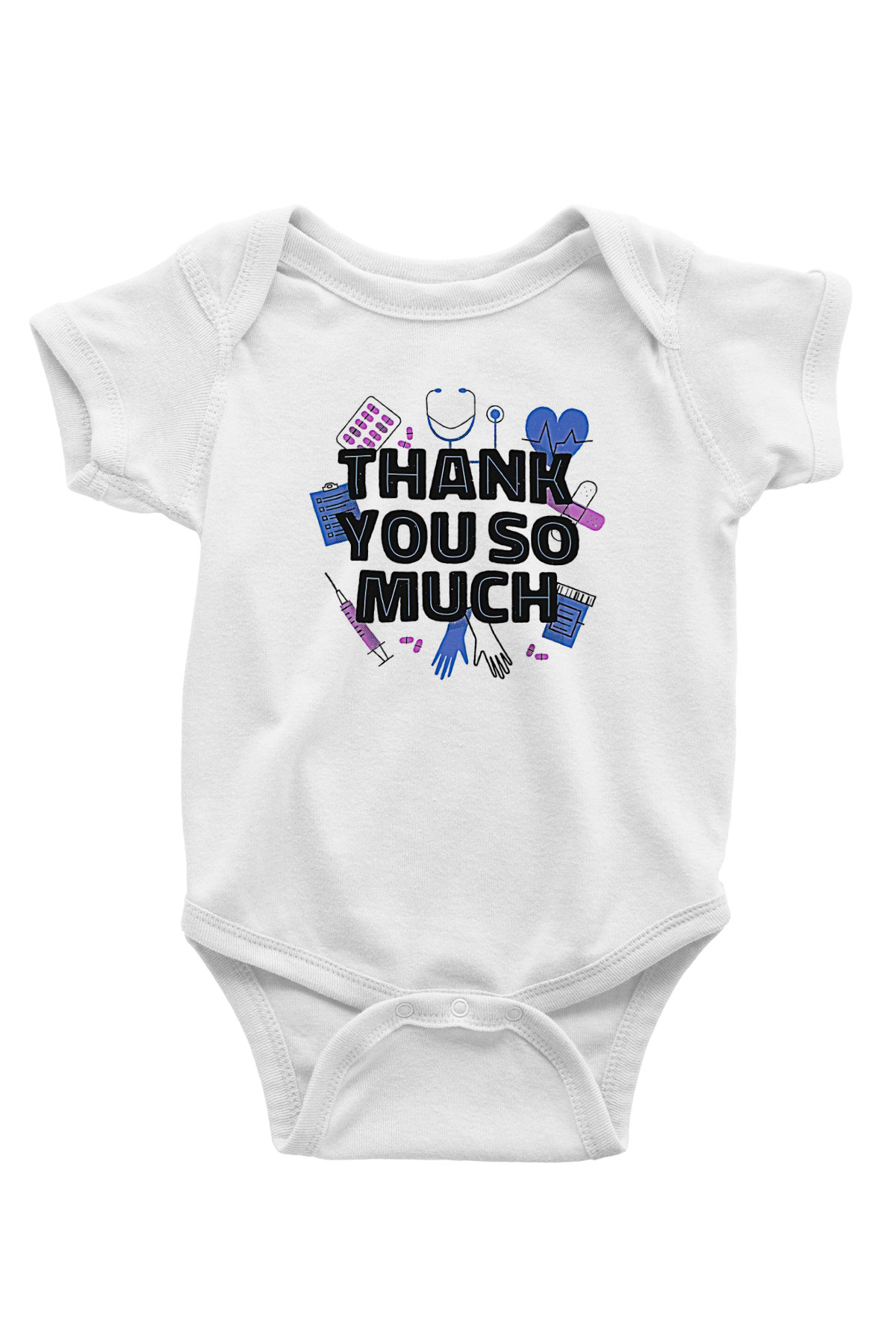 Tıp Bayramı Baskılı Beyaz Unisex Bebek Body - Zıbın