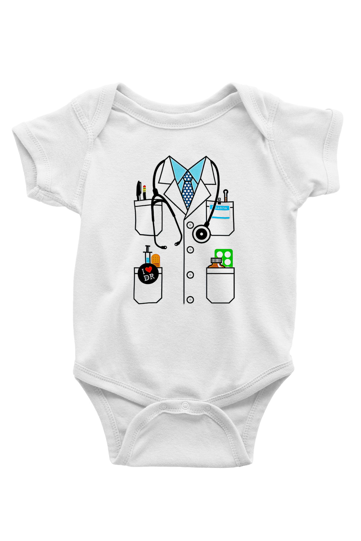 Tıp Bayramı Baskılı Beyaz Unisex Bebek Body - Zıbın