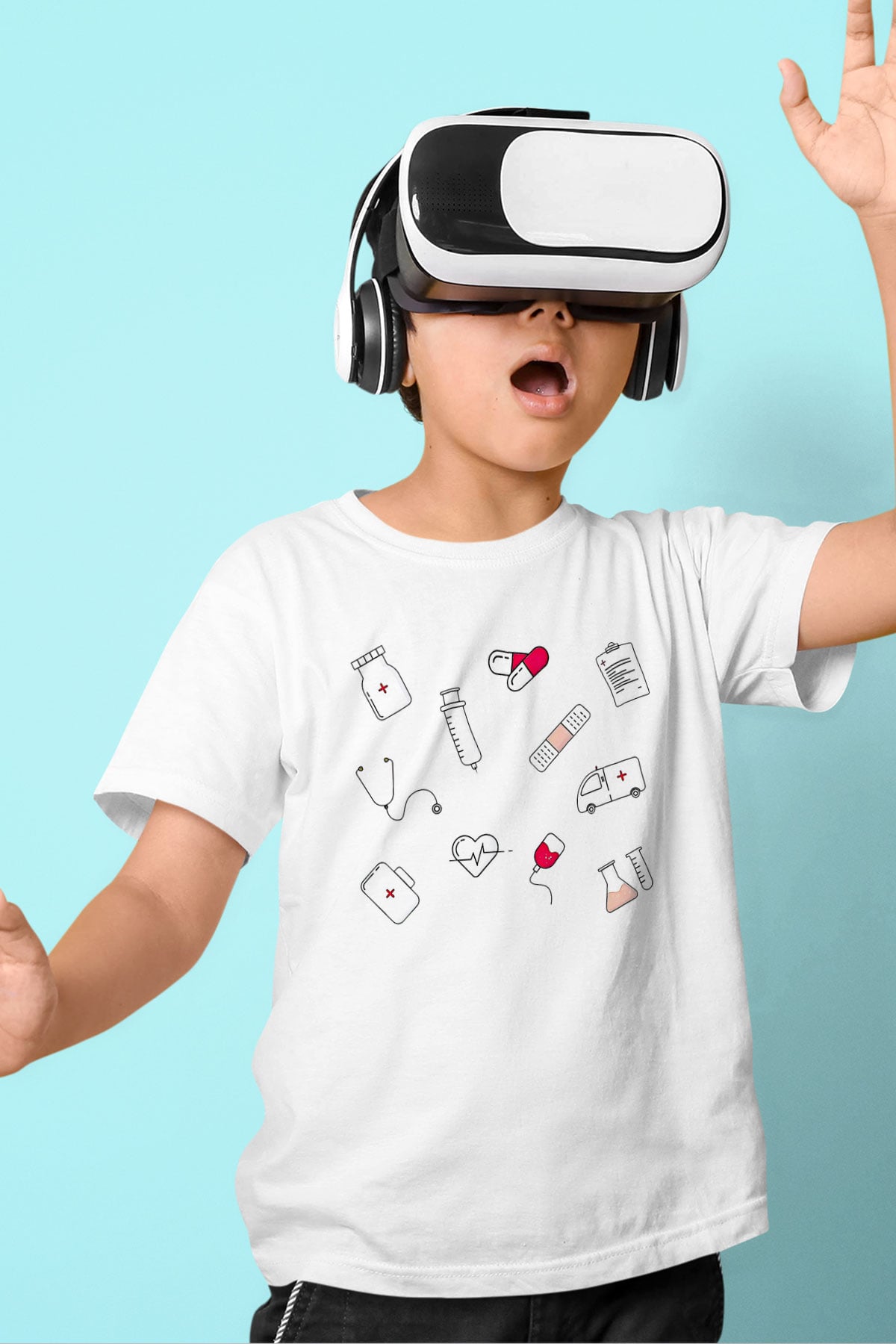 Tıp Bayramı Baskılı Beyaz Unisex Beyaz Çocuk Tişört - Tshirt