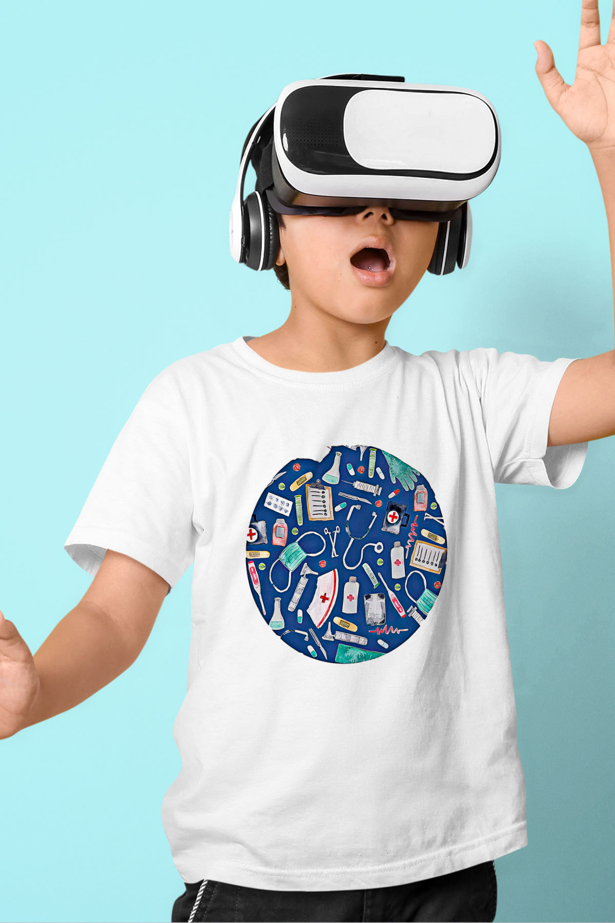 Tıp Bayramı Baskılı Beyaz Unisex Beyaz Çocuk Tişört - Tshirt