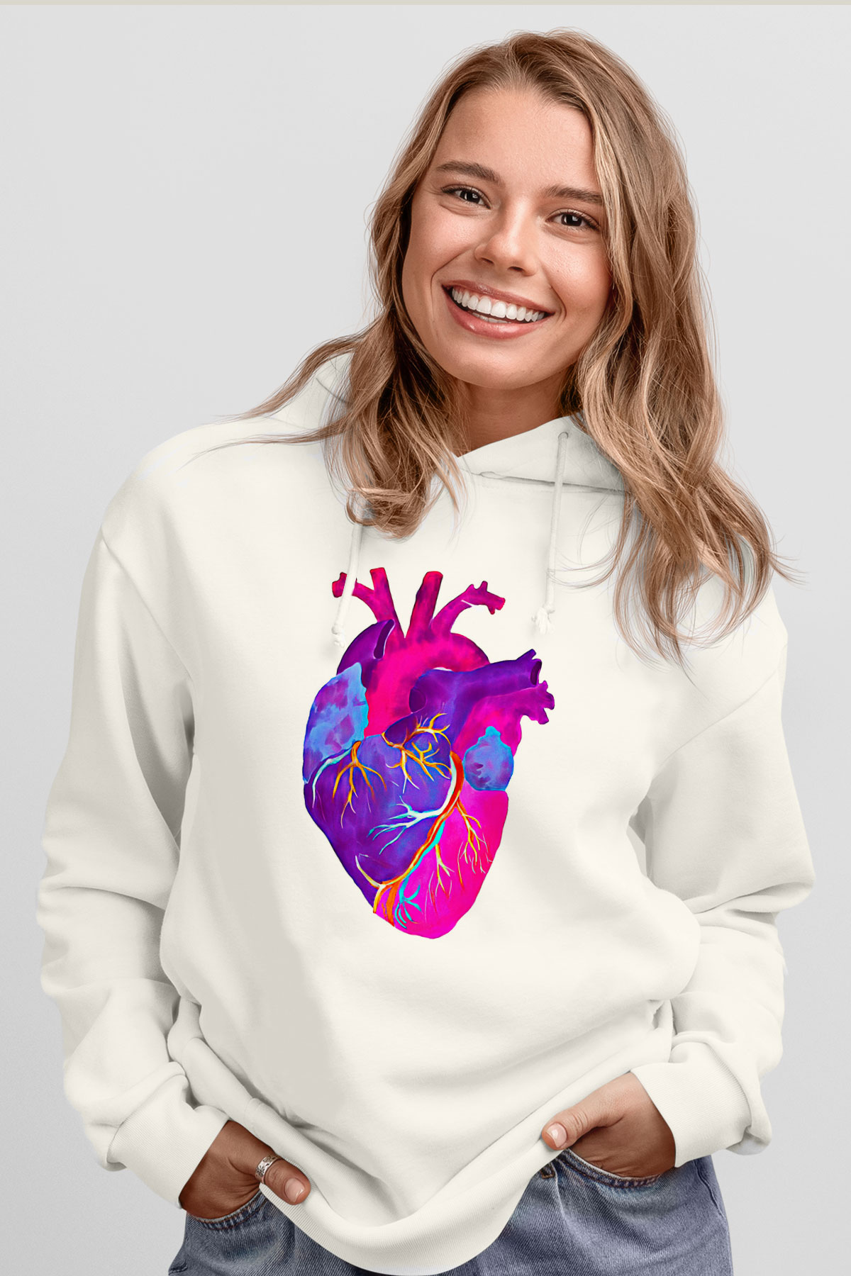 Tıp Bayramı Baskılı Beyaz Unisex Kapüşonlu Sweatshirt