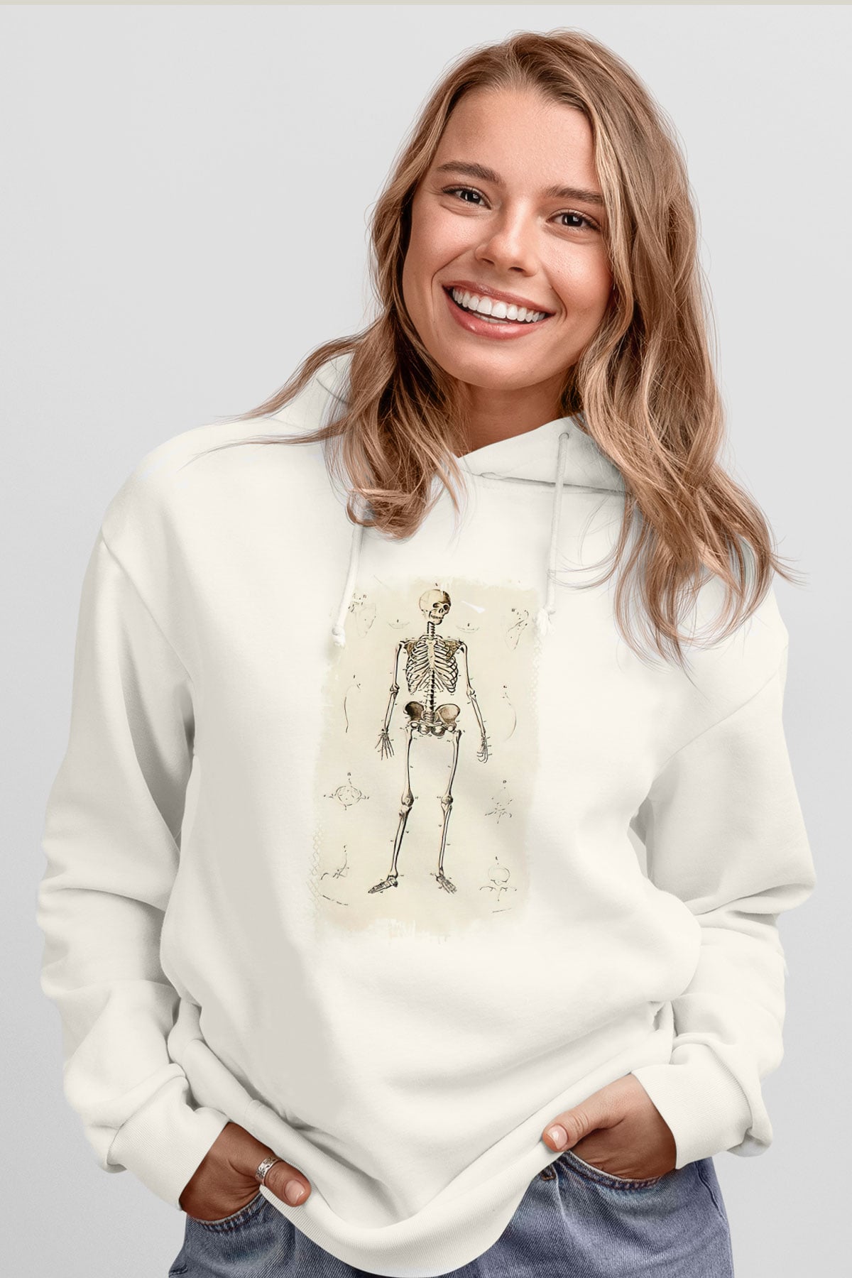 Tıp Bayramı Baskılı Beyaz Unisex Kapüşonlu Sweatshirt