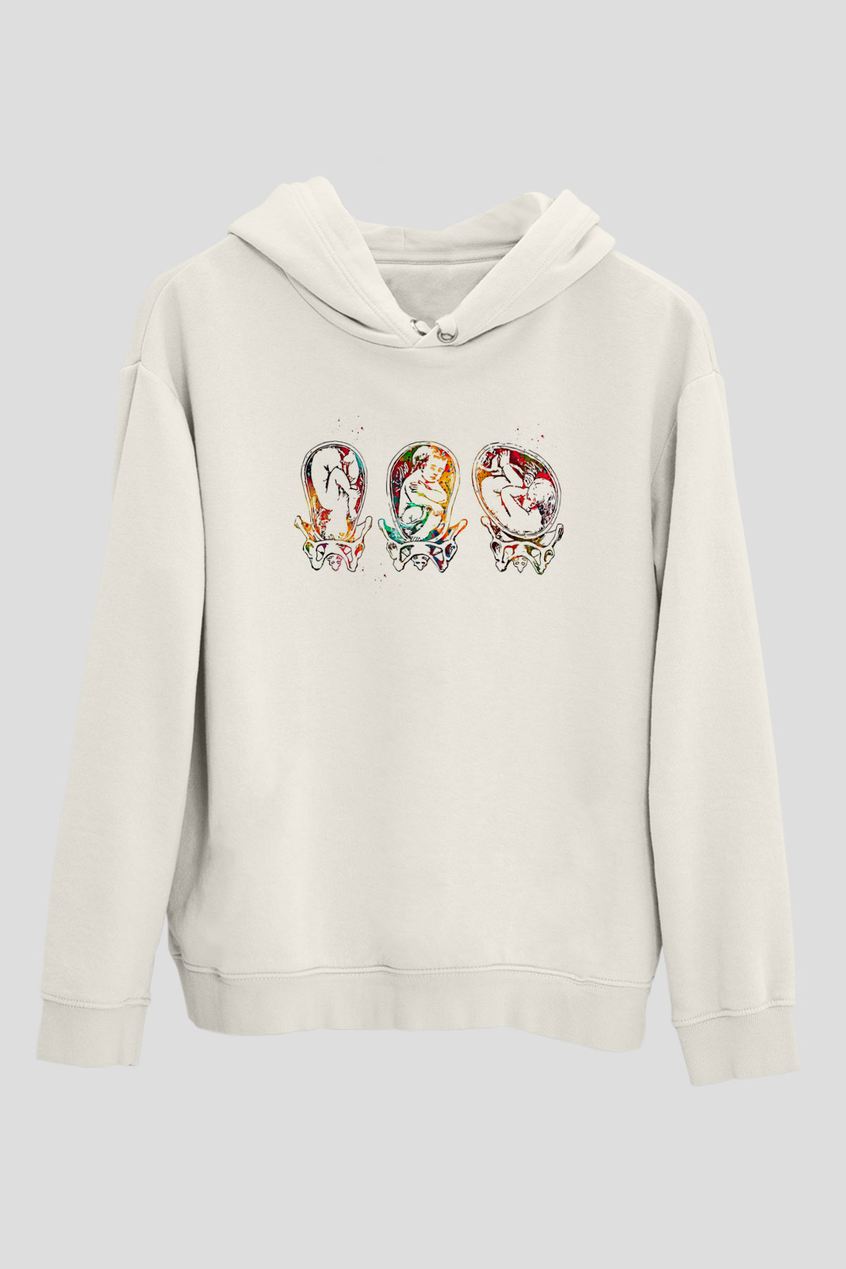 Tıp Bayramı Baskılı Beyaz Unisex Kapüşonlu Sweatshirt
