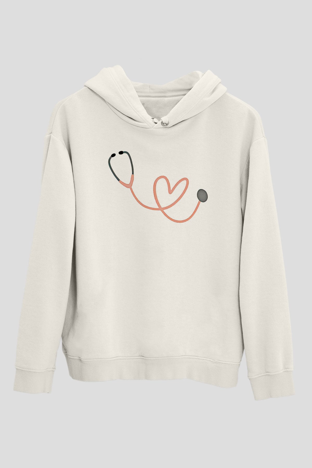 Tıp Bayramı Baskılı Beyaz Unisex Kapüşonlu Sweatshirt