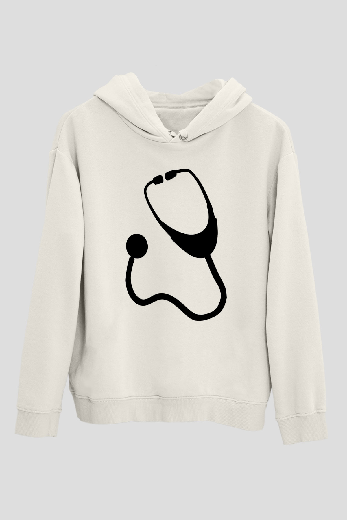 Tıp Bayramı Baskılı Beyaz Unisex Kapüşonlu Sweatshirt