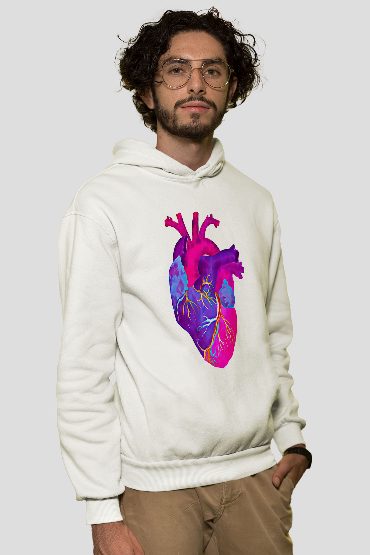 Tıp Bayramı Baskılı Beyaz Unisex Kapüşonlu Sweatshirt
