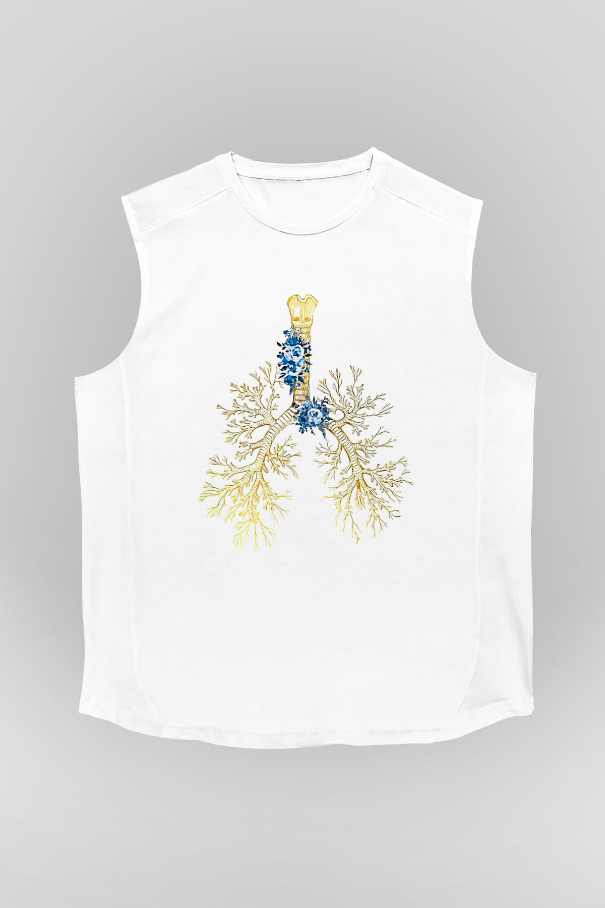 Tıp Bayramı Baskılı Beyaz Unisex Kolsuz Tişört - Tshirt