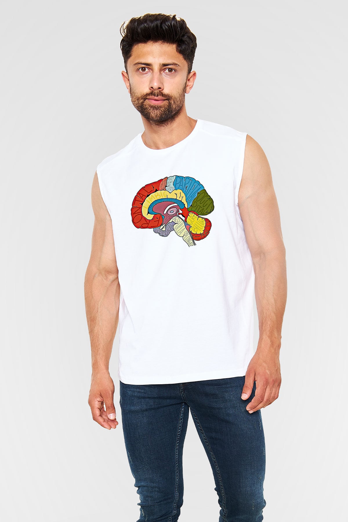 Tıp Bayramı Baskılı Beyaz Unisex Kolsuz Tişört - Tshirt