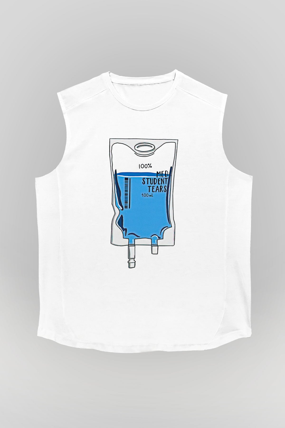 Tıp Bayramı Baskılı Beyaz Unisex Kolsuz Tişört - Tshirt