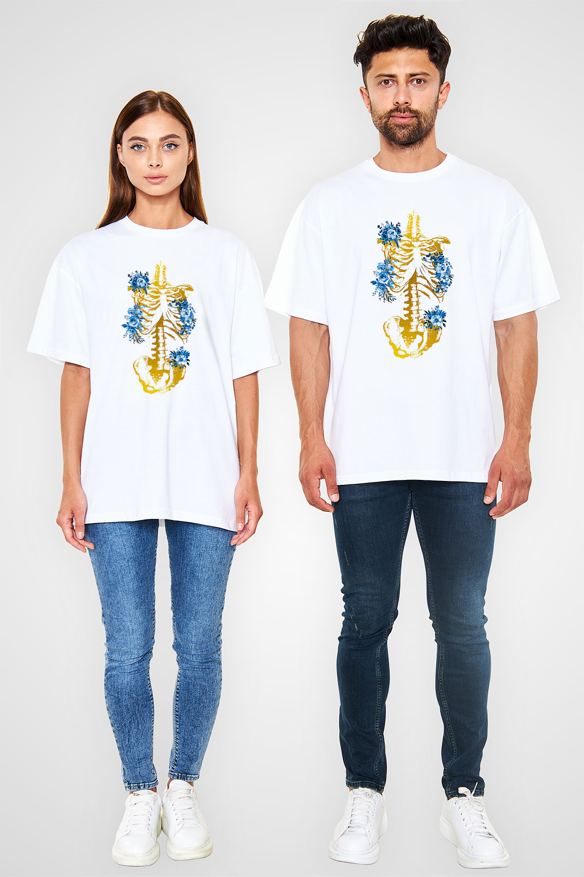 Tıp Bayramı Baskılı Beyaz Unisex Oversize Tişört - Tshirt