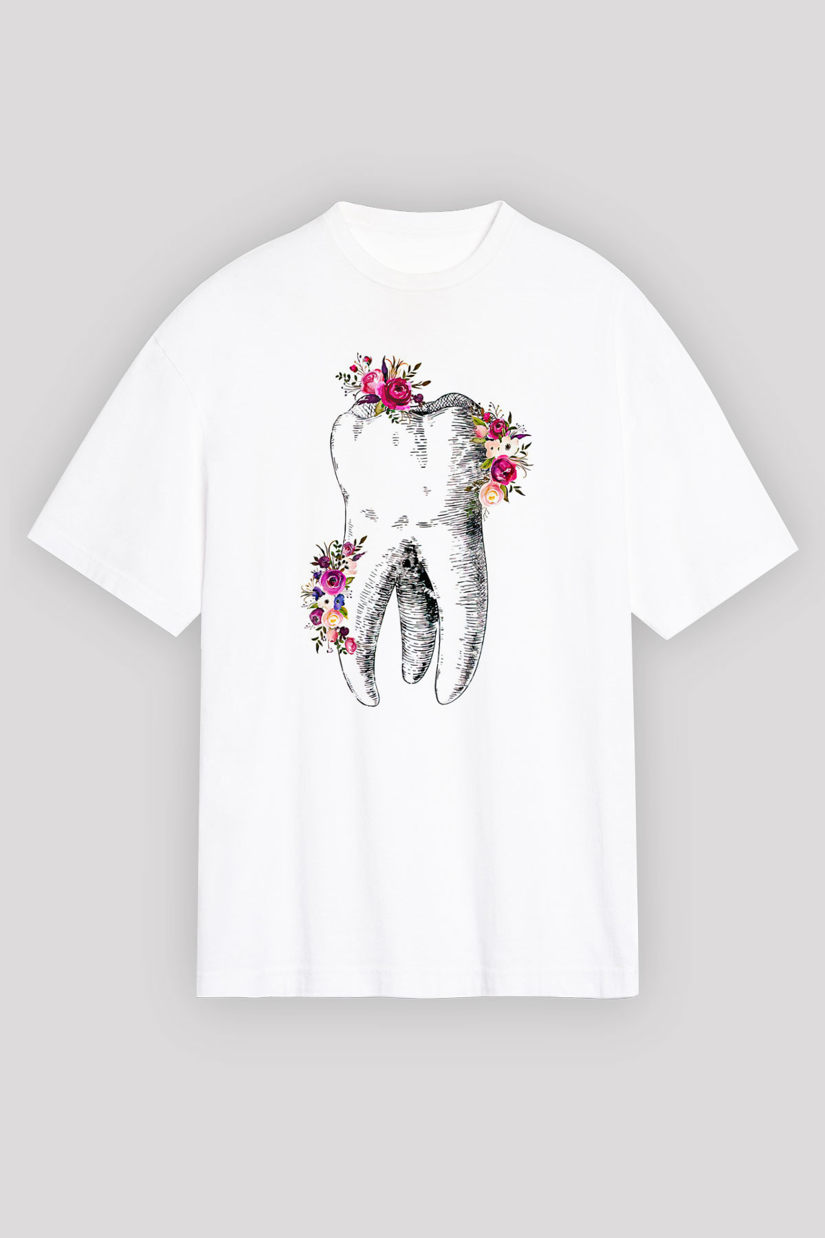 Tıp Bayramı Baskılı Beyaz Unisex Oversize Tişört - Tshirt