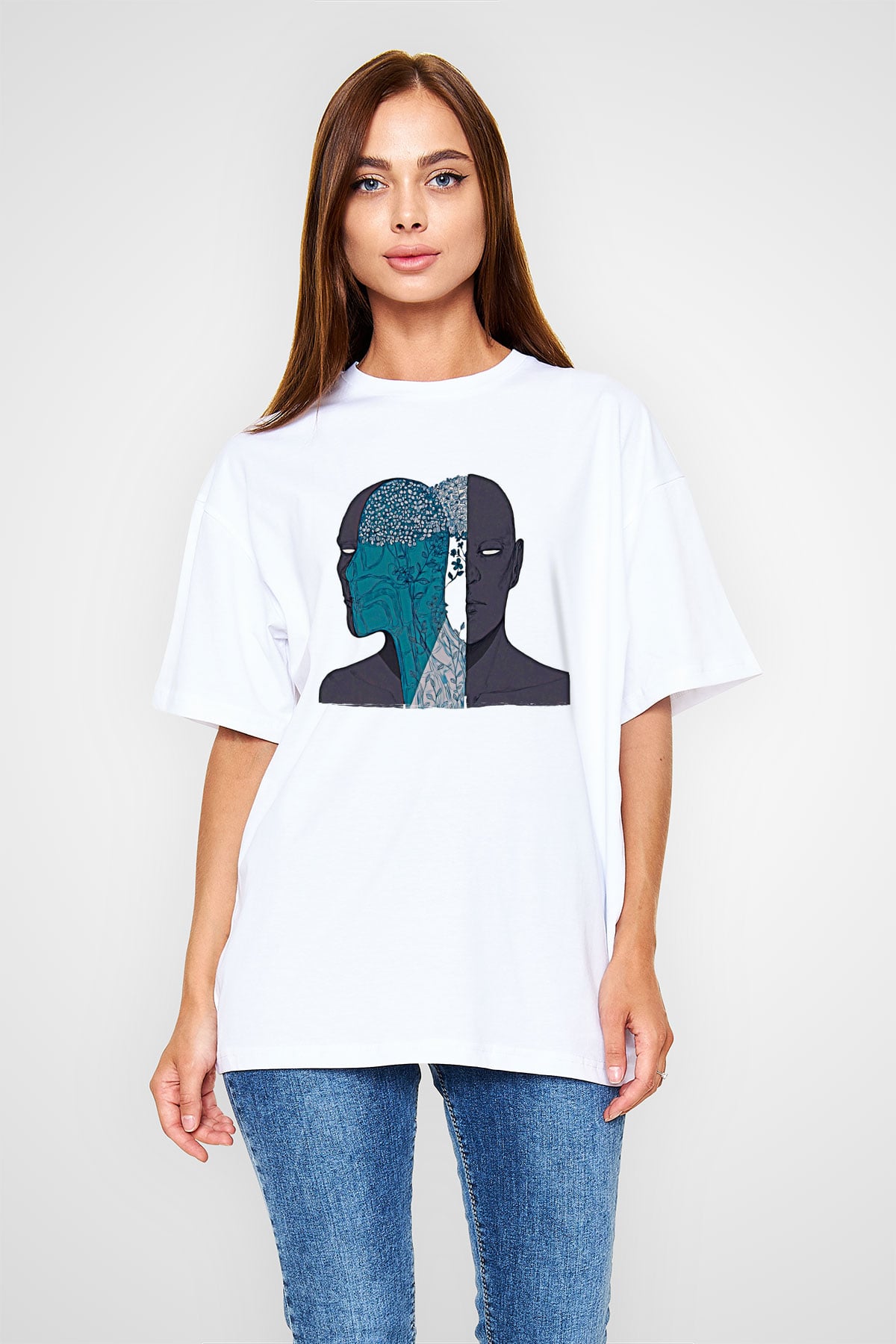 Tıp Bayramı Baskılı Beyaz Unisex Oversize Tişört - Tshirt
