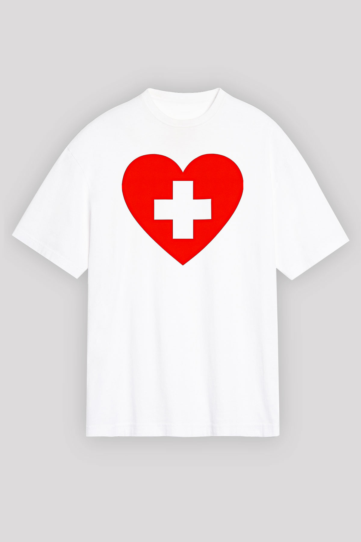 Tıp Bayramı Baskılı Beyaz Unisex Oversize Tişört - Tshirt